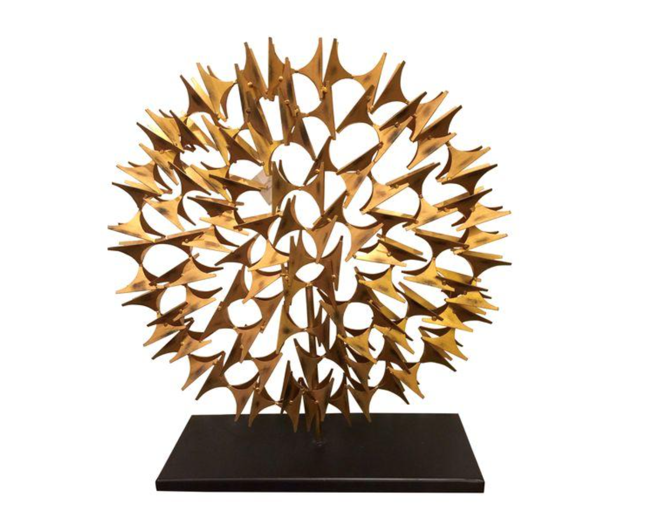 Mid-Century Style Round Gold Modern Sculpture | Chairish