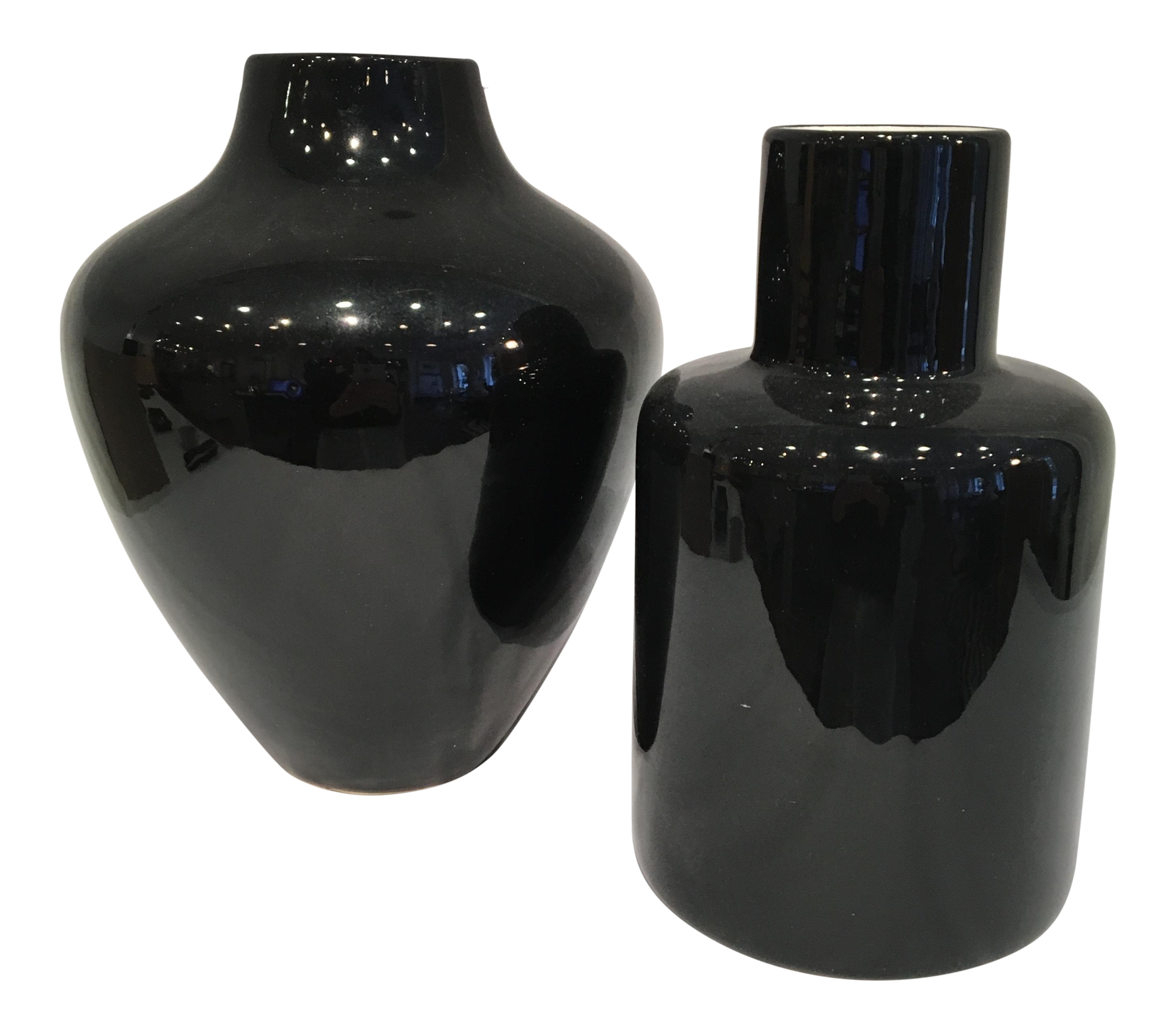 Black Ceramic Vases Set of 2 Chairish