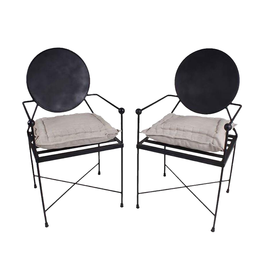 Round Back Metal Chairs A Pair Chairish