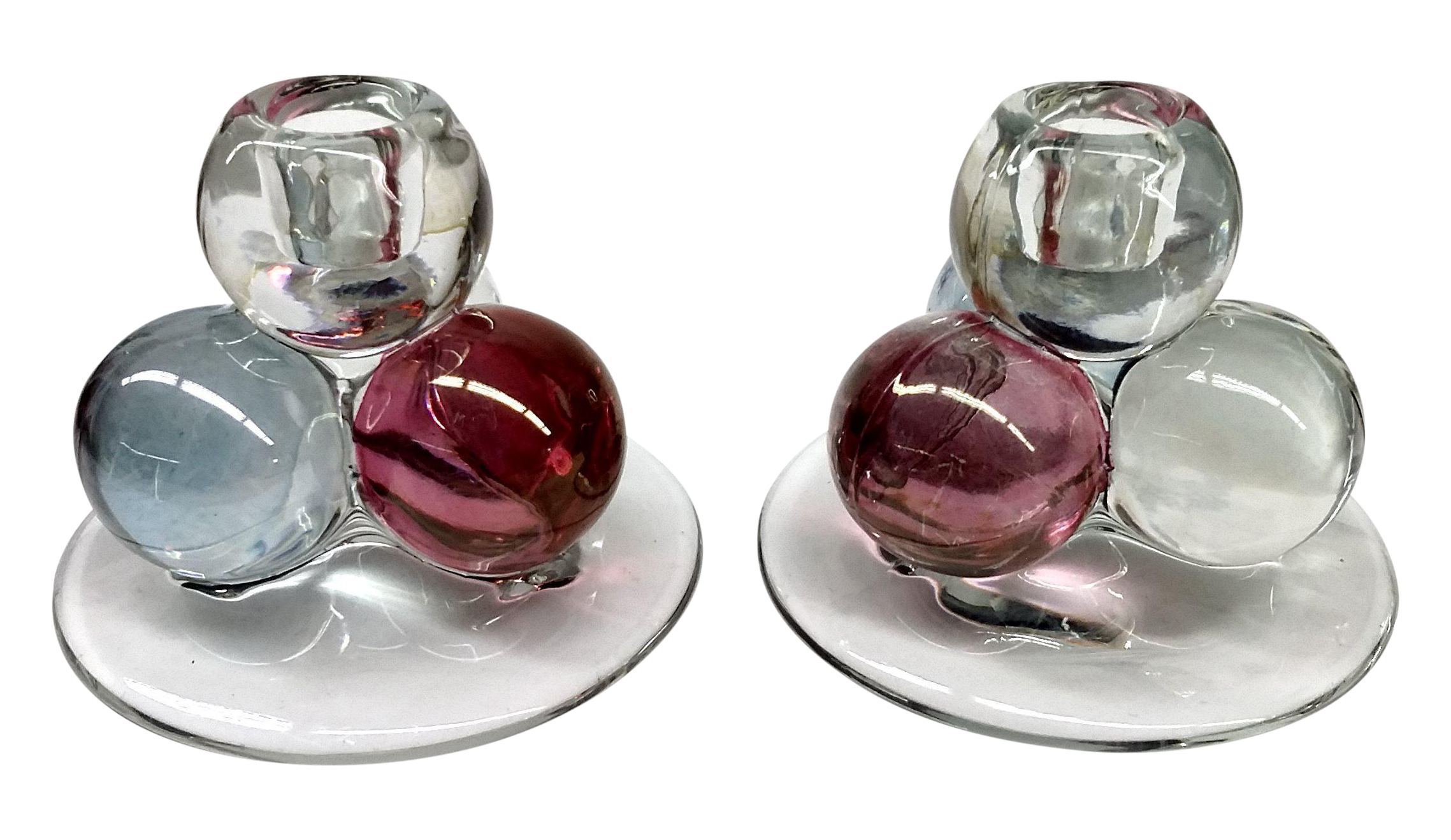 MCM Westmoreland Glass Ball Candle Holders 2 Chairish