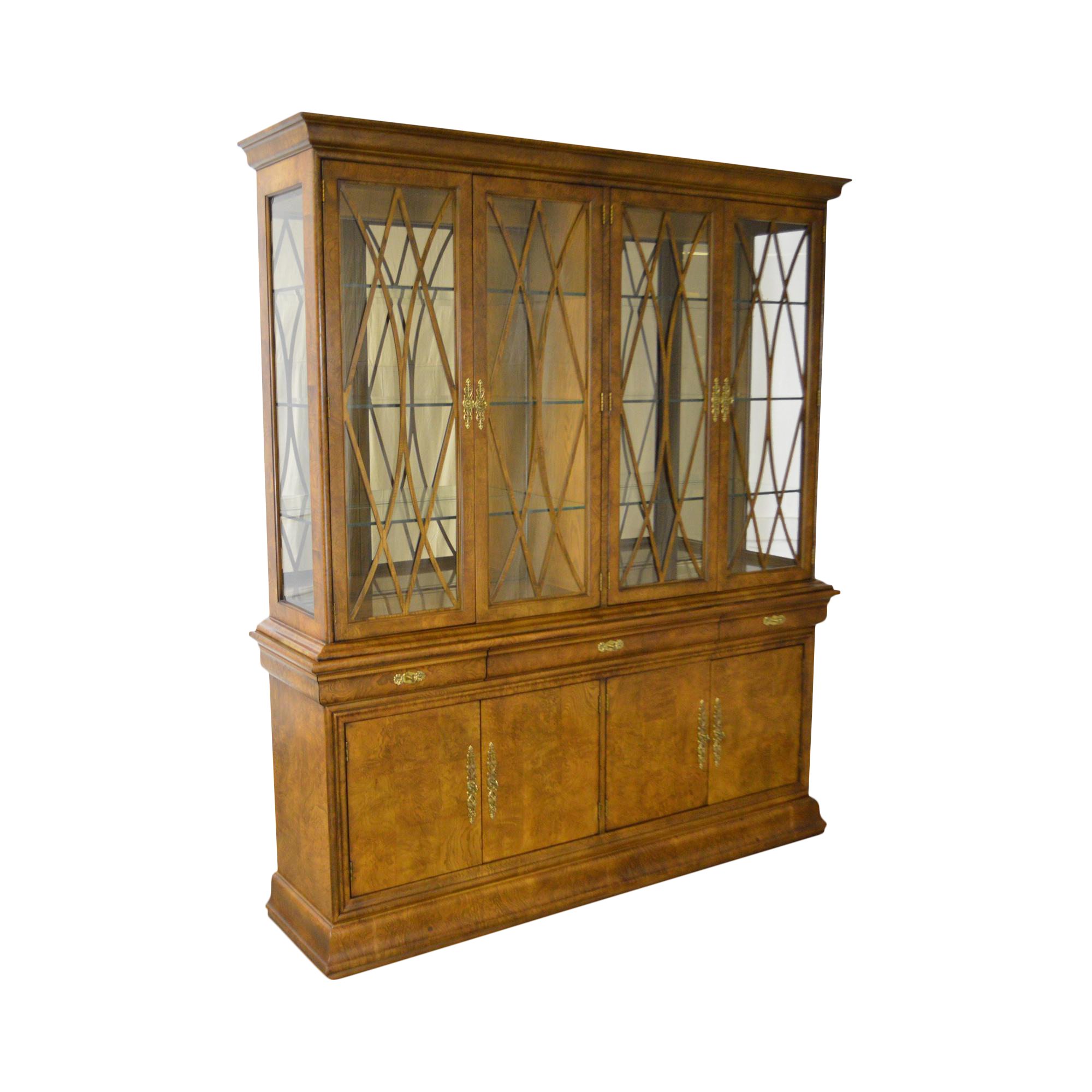 Henredon Charles X Large Burl Wood Breakfront China Chairish