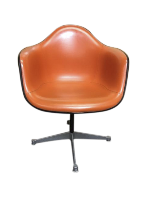 Herman Miller Eames Vintage Orange Swivel Chairs | Chairish