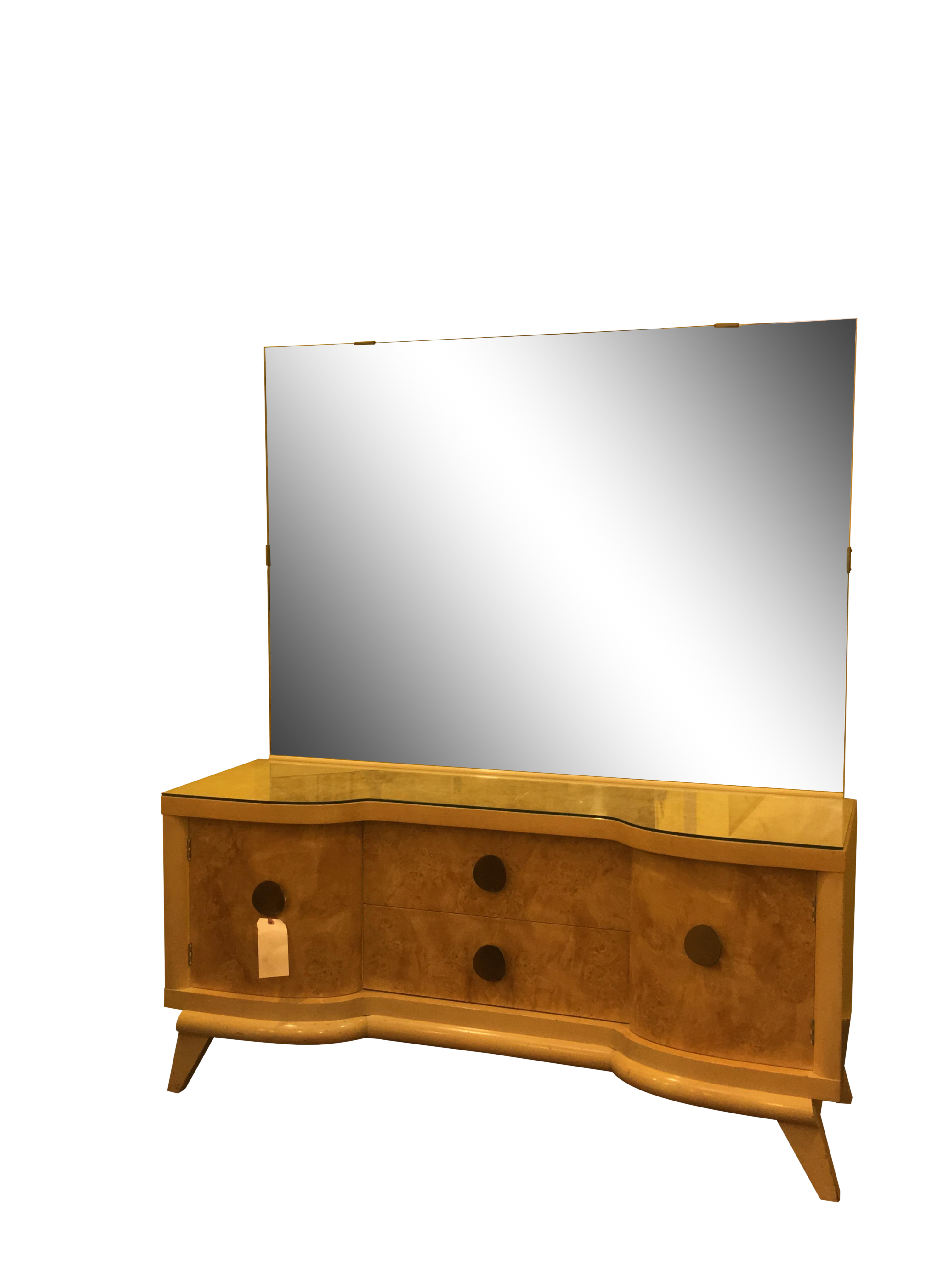 MidCentury Blond Wood Vanity with Mirror Chairish