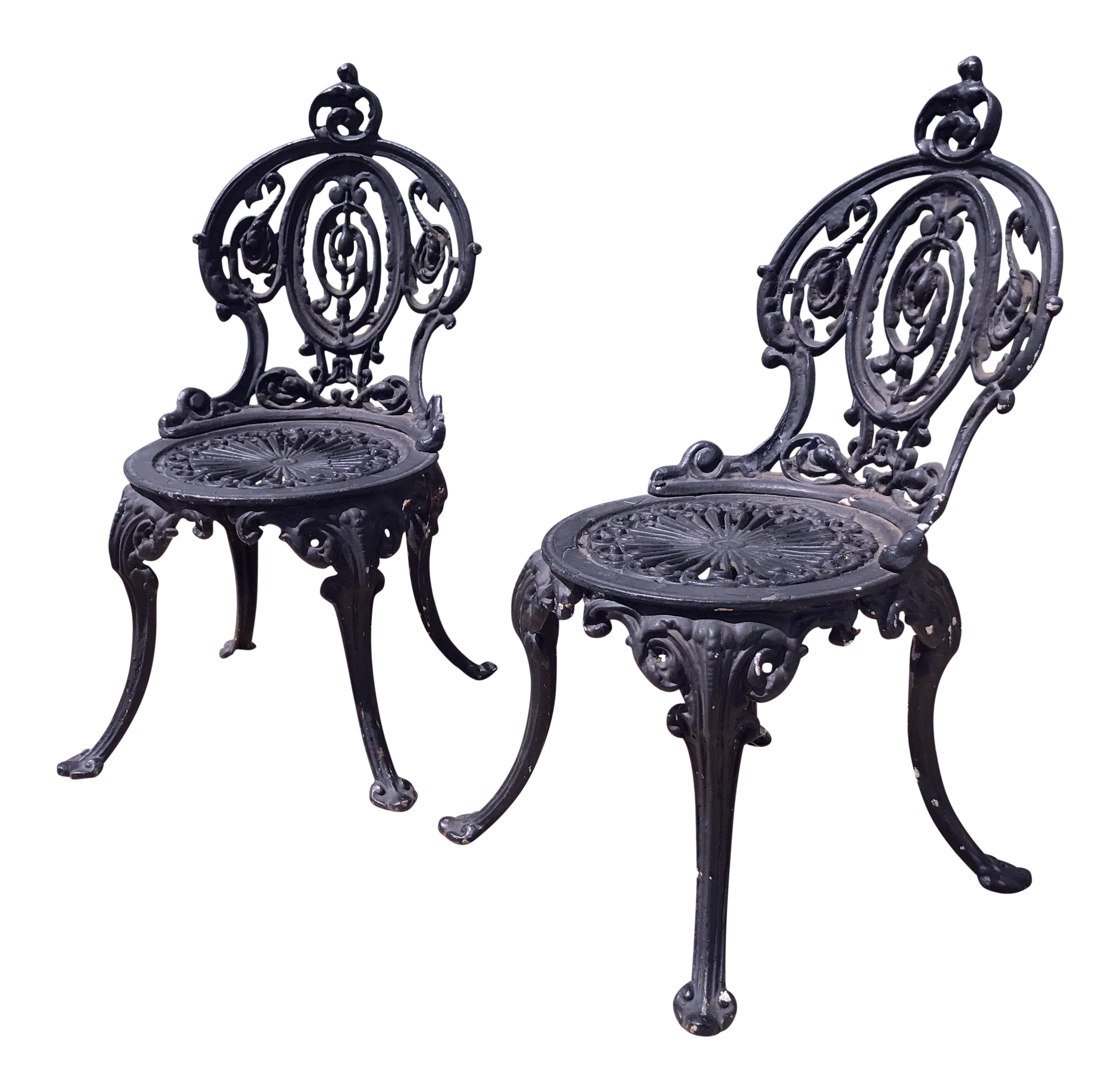 Antique Adams Navillus Cast Iron Garden Chairs Set of 2 Chairish