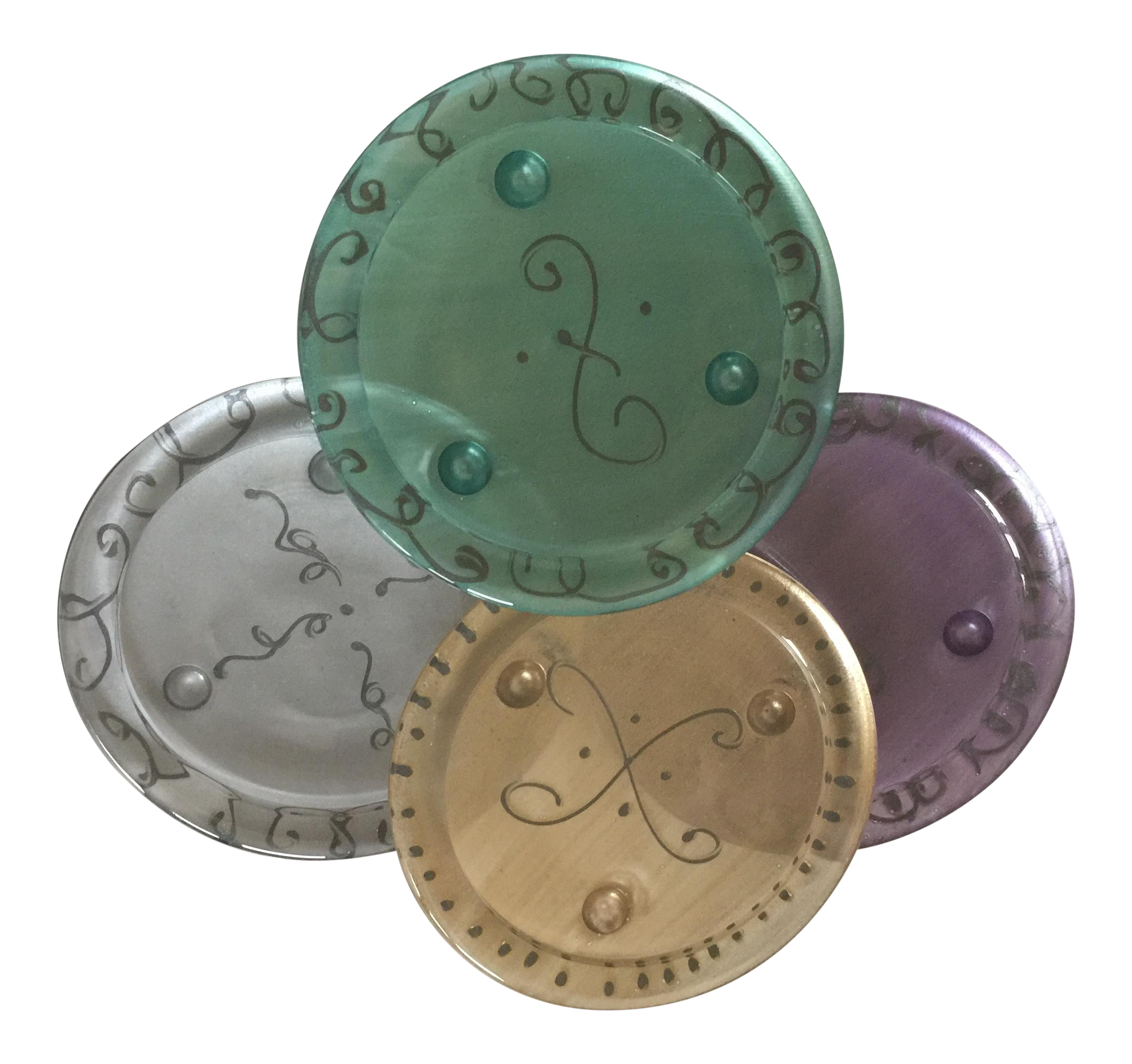 Handmade Glass Coasters, Candle Trays Set of 4 Chairish