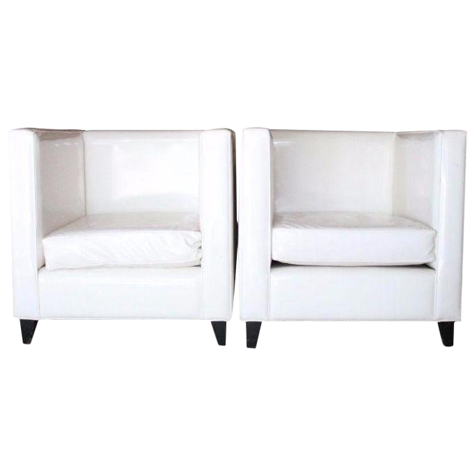 Modern White Club Chairs A Pair Chairish