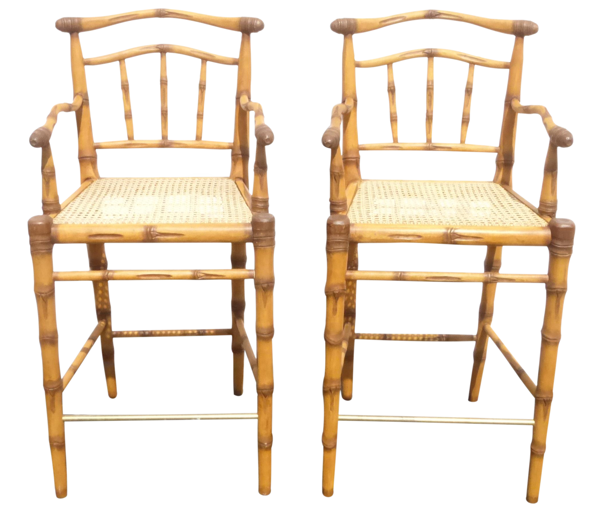Faux Bamboo Bahama Style Bar Stools A Pair Chairish