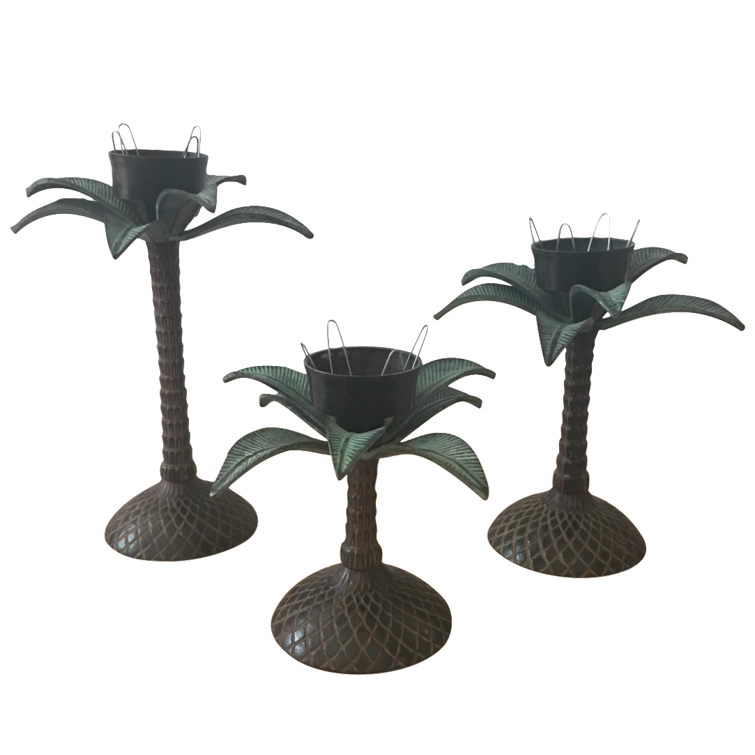 Cast Iron Palm Tree Candlesticks Set of 3 Chairish
