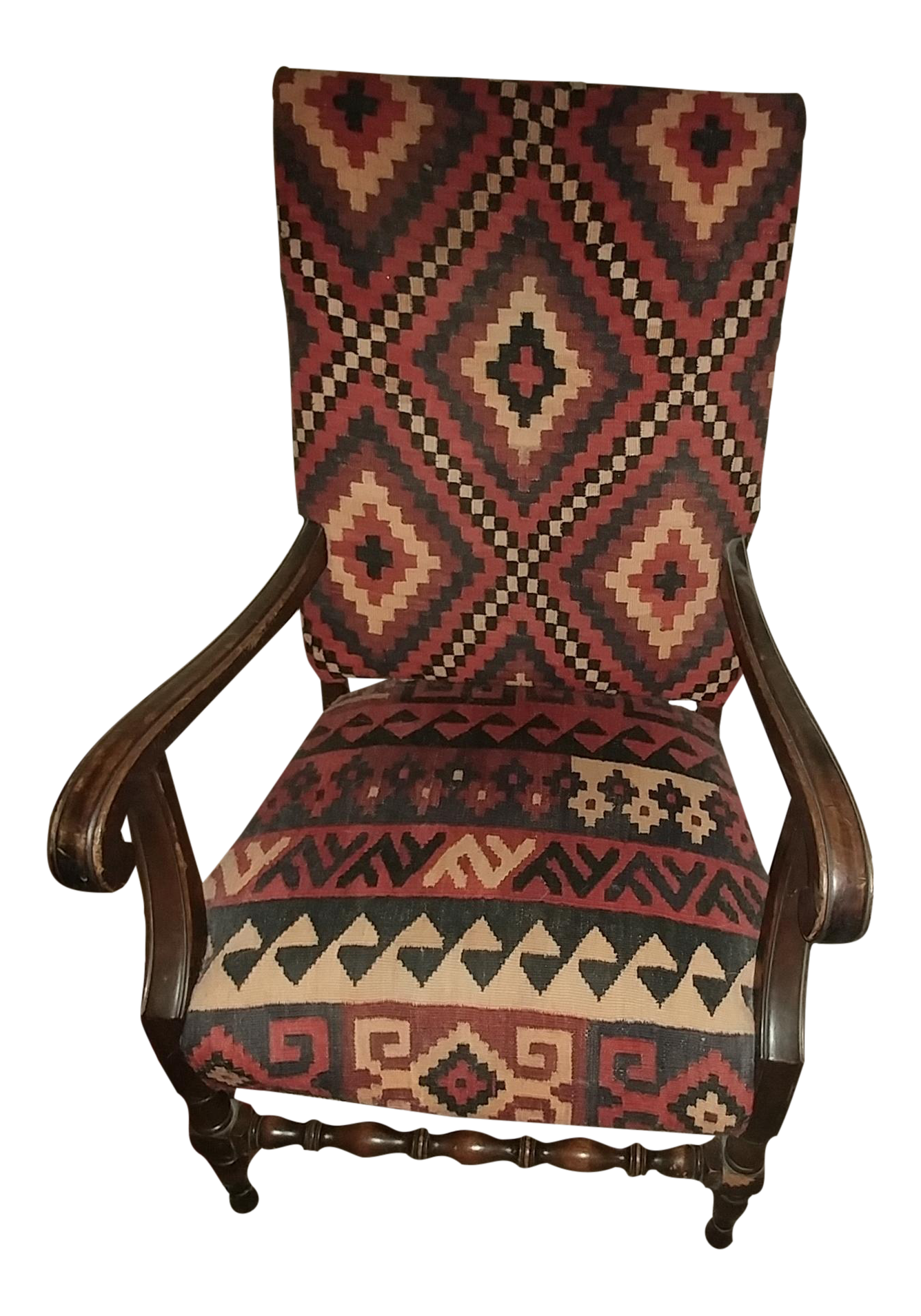 Persian Kilim Upholstered Accent Chair | Chairish