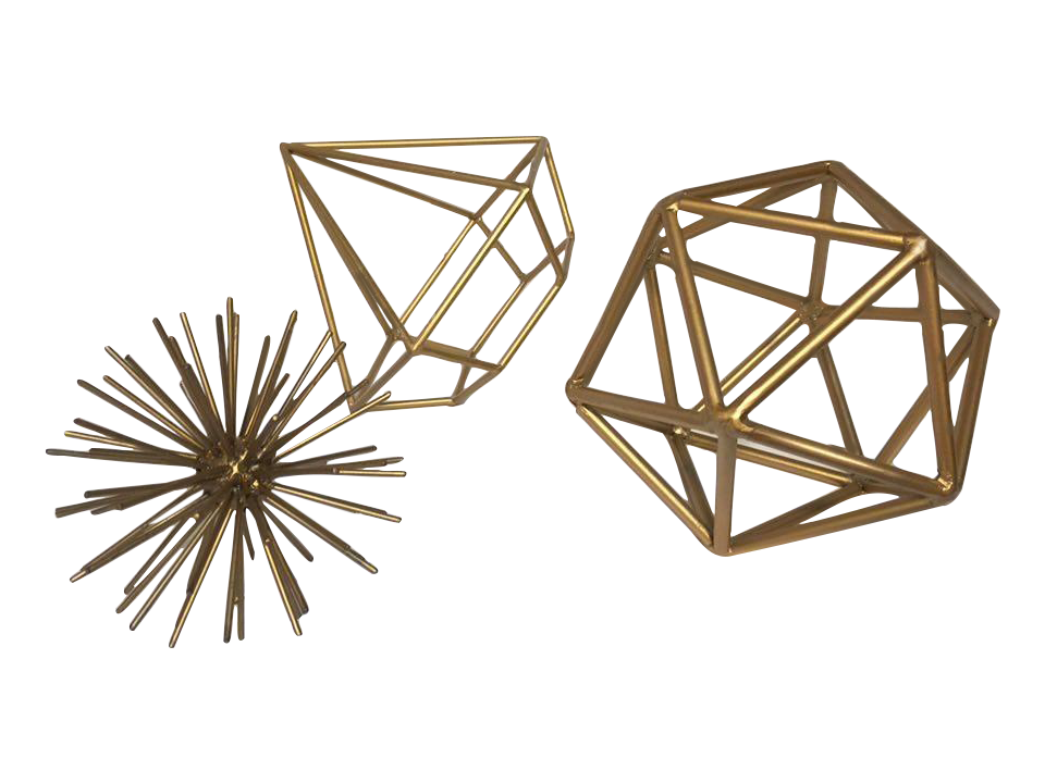 Set of Gold Metal Geometric Shapes Chairish