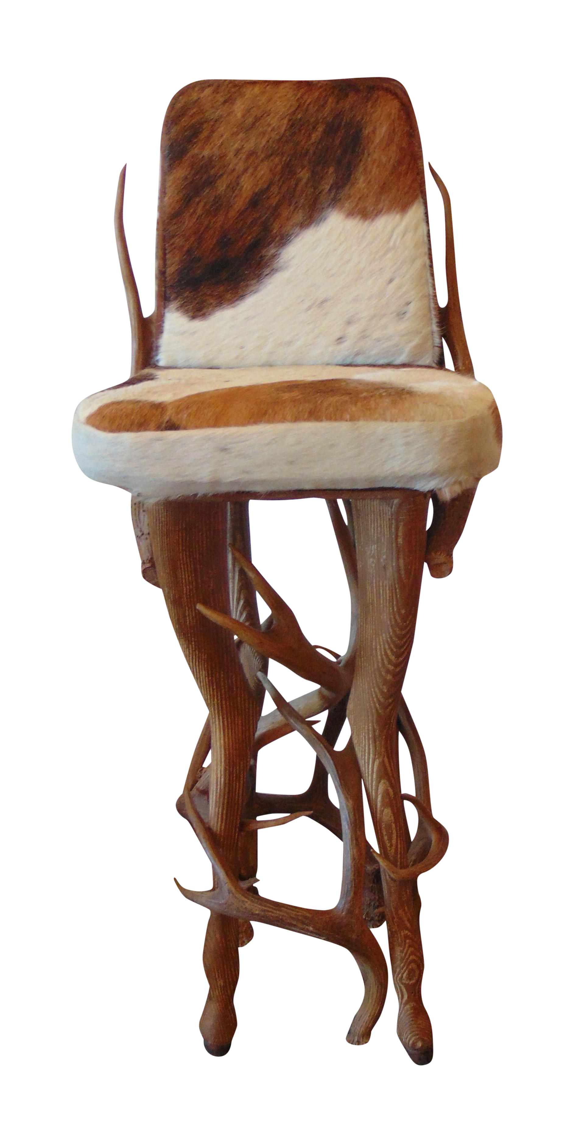 Vintage Rustic Deer Antler & Hide Bar Stool Chairish