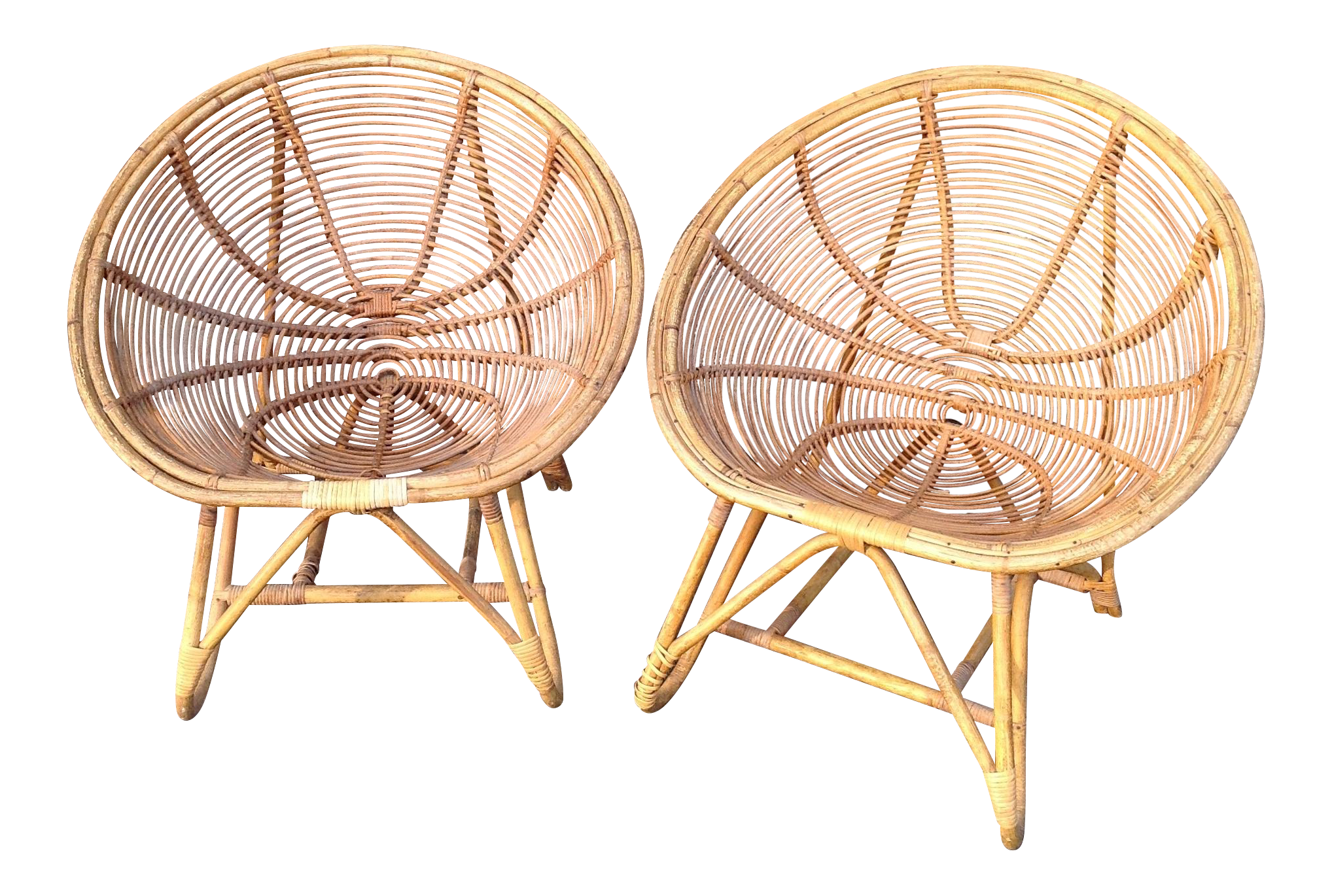 Antique Bamboo and Rattan Egg Chairs Pair Chairish