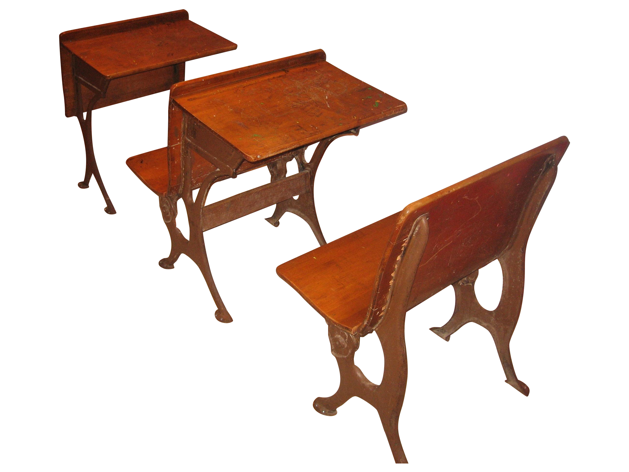 Row of Antique School Desks 3 Pieces Chairish