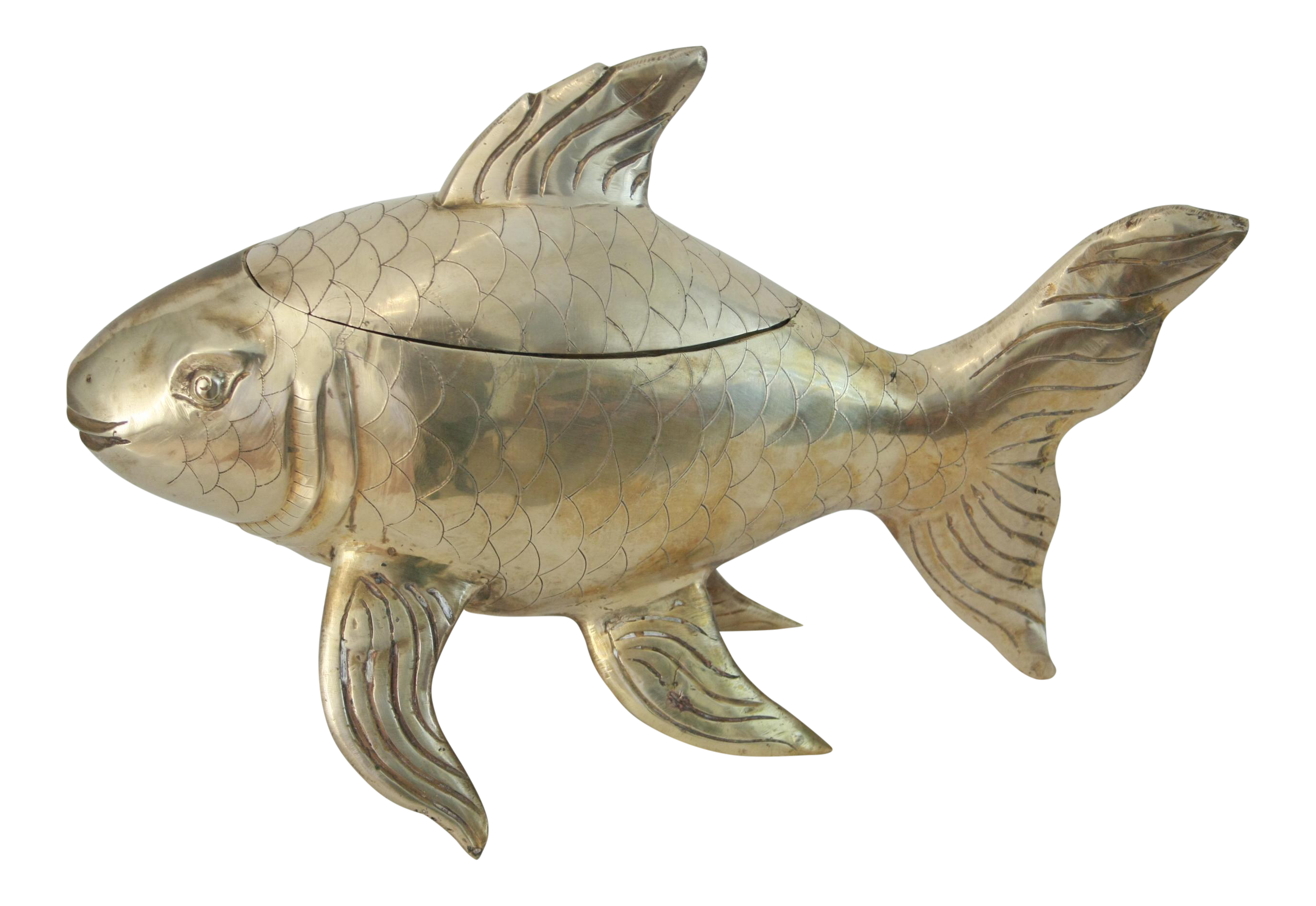 Brass Koi Fish Lidded Bowl Chairish