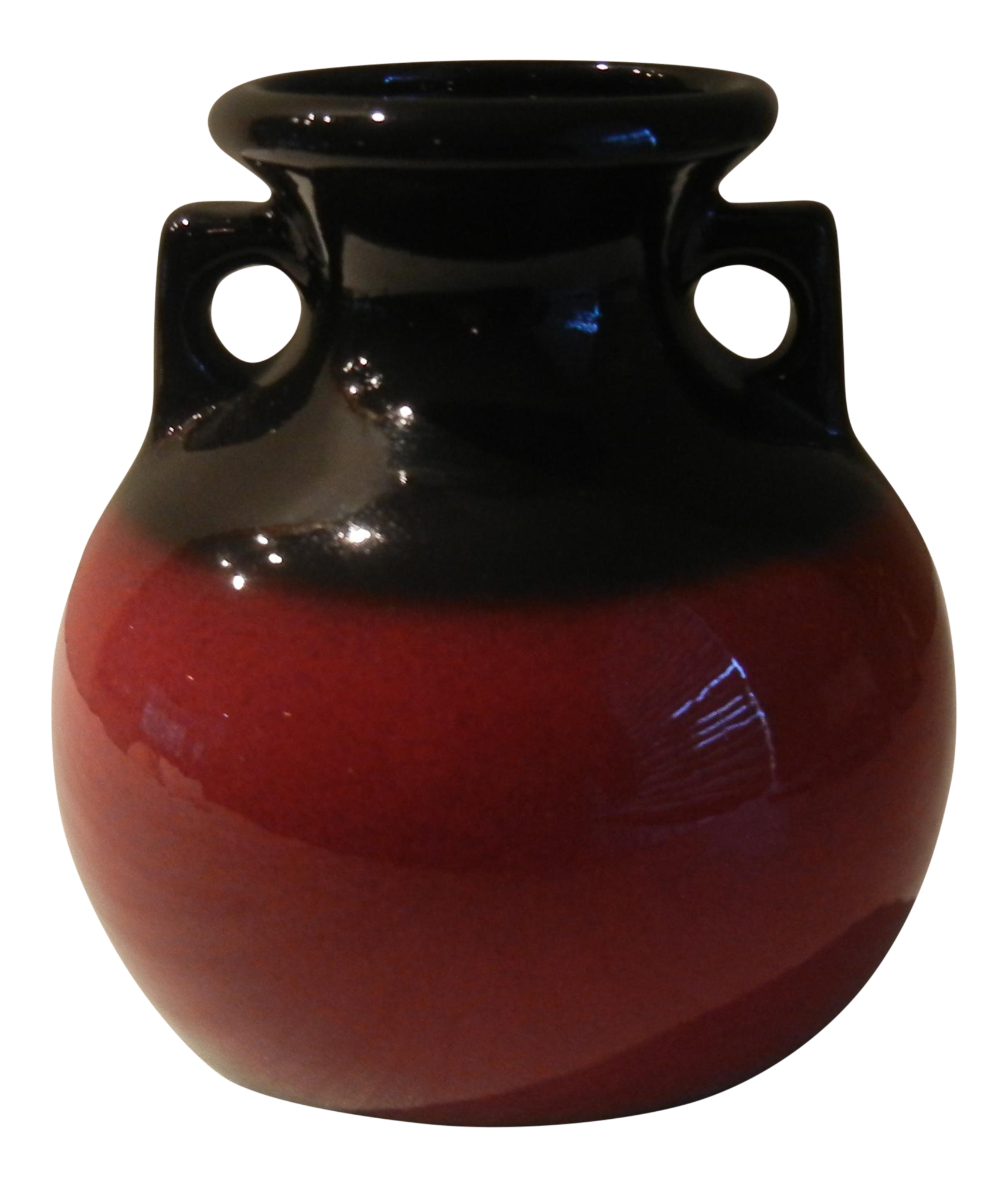 MidCentury Glazed Pottery Black and Red Ceramic Vase Chairish