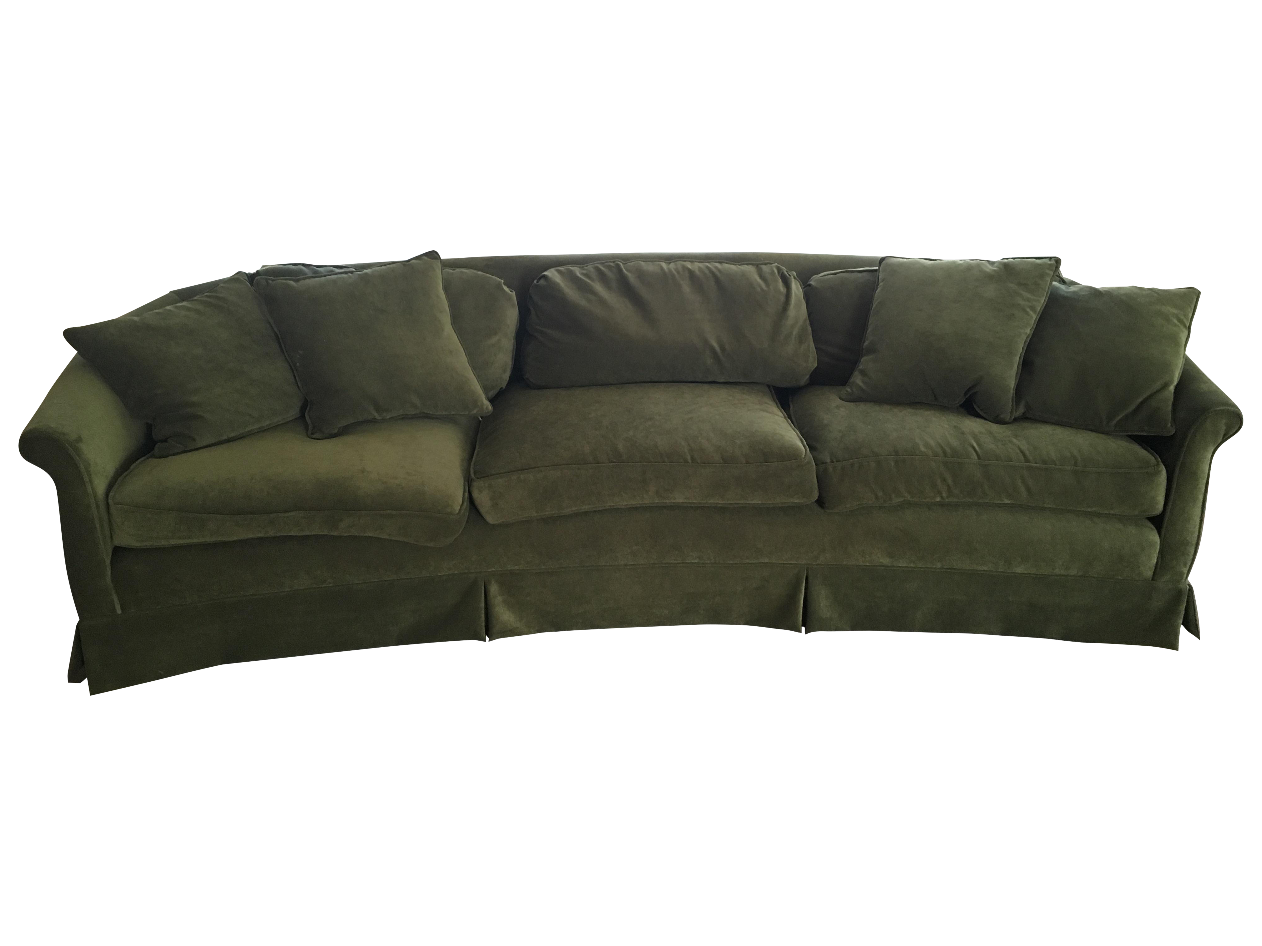 Vintage Green Velvet Curved Back Couch Chairish