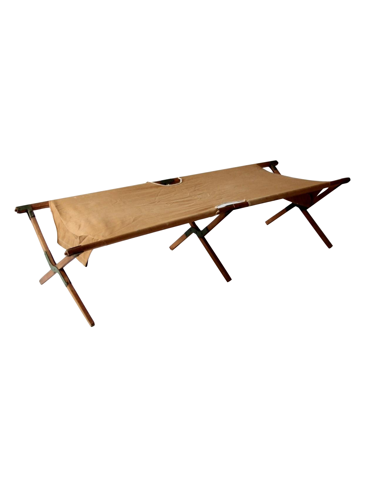 Vintage Rustic Canvas & Wood Army Cot Chairish