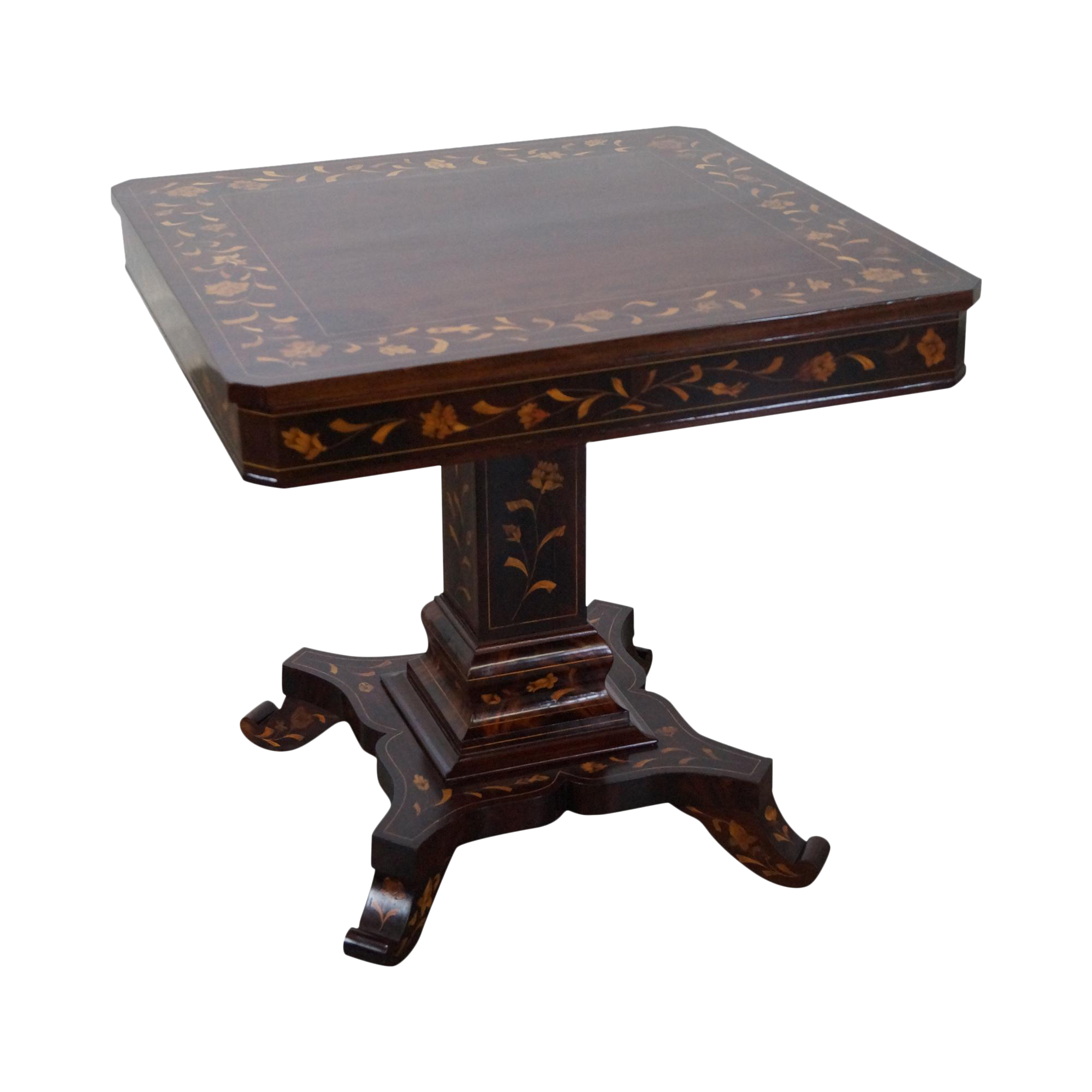 Antique Mahogany Marquetry Inlaid Square Game Table Chairish