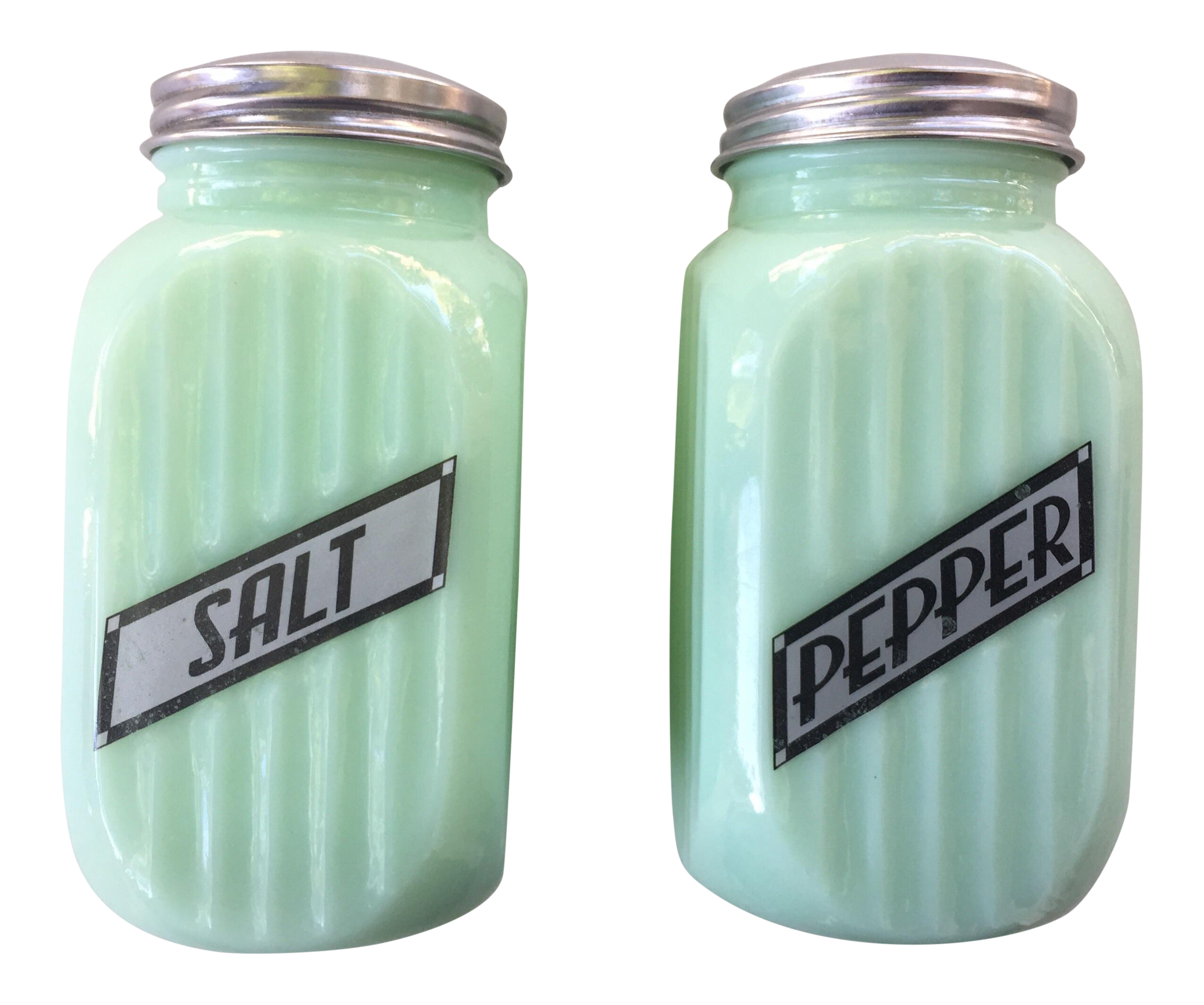 Art Deco Jadeite Salt and Pepper Shaker Set Chairish