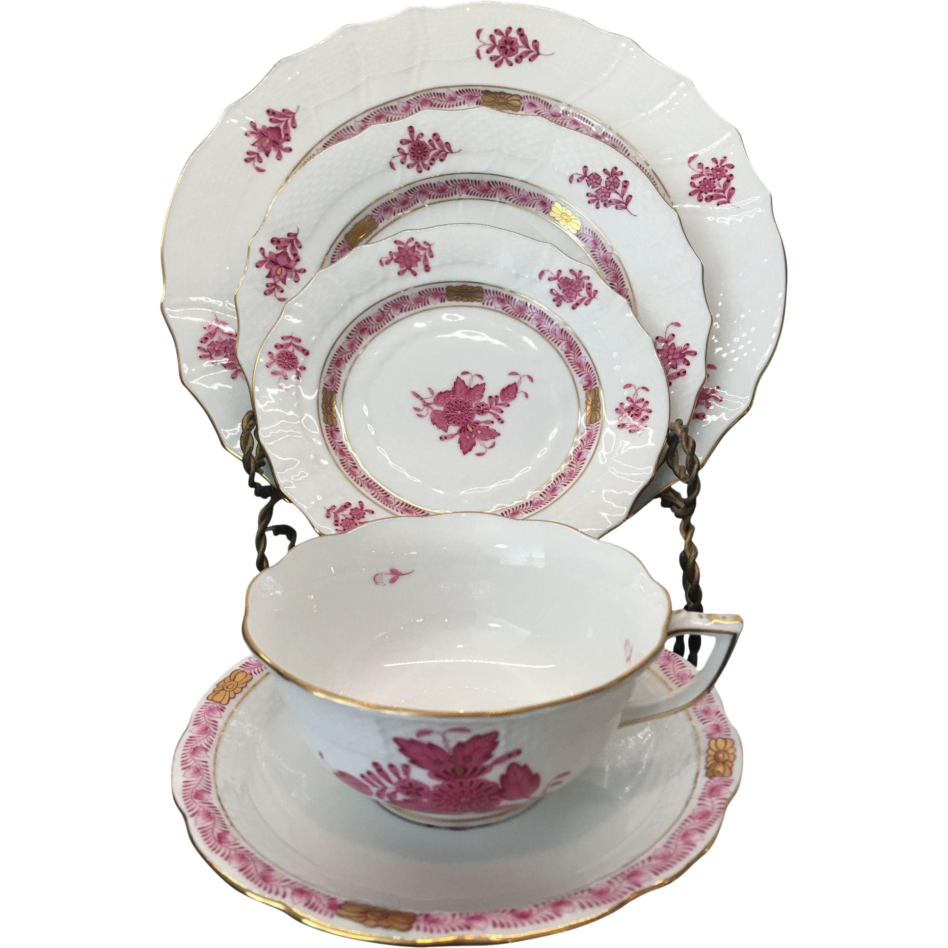 herend chinese bouquet raspberry dinnerware