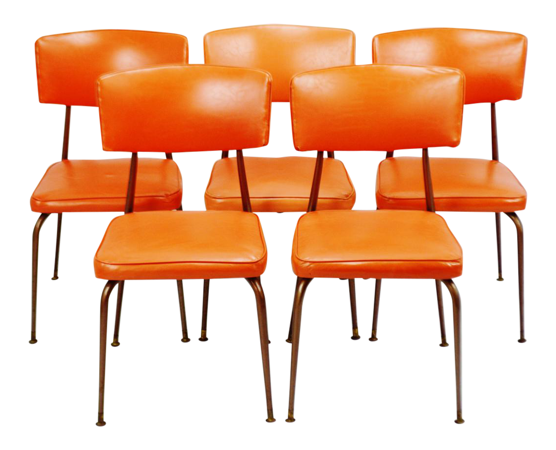 MidCentury Modern Orange Dining Chairs Set of 5 Chairish