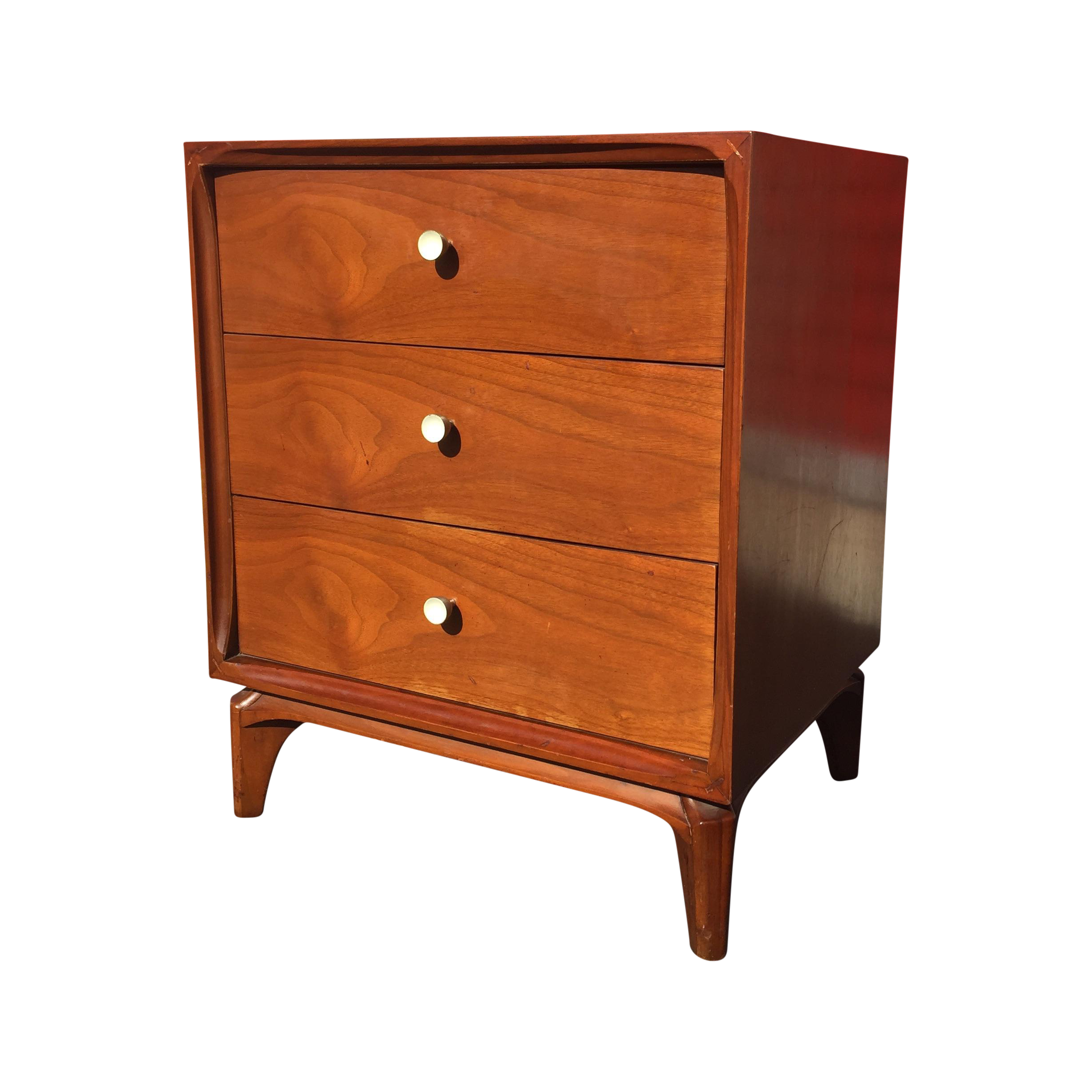 Mid Century Modern Three Drawer Night Stand | Chairish