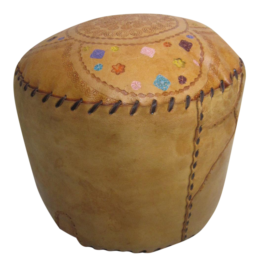 Vintage Brazilian Leather Pouf Chairish