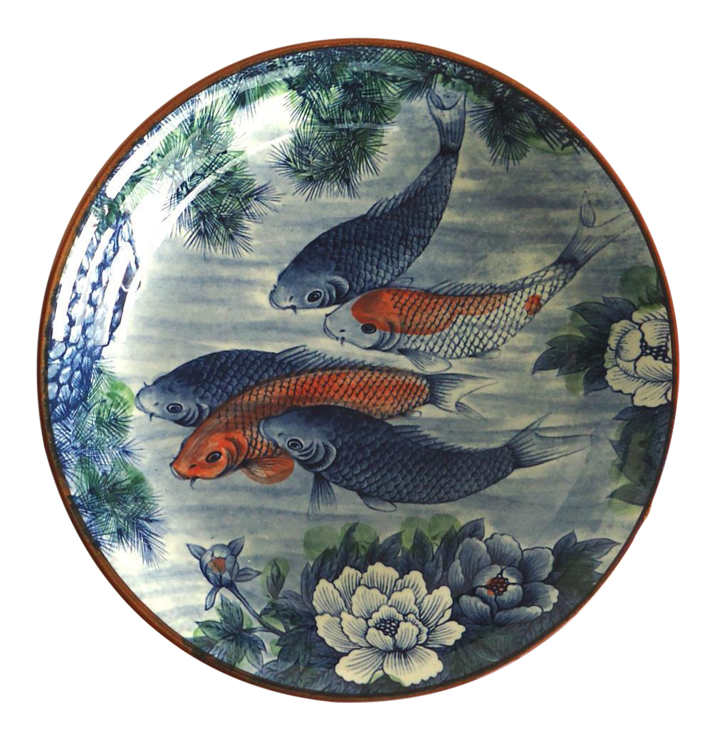 Japanese Serving Bowl with Koi Fish Chairish