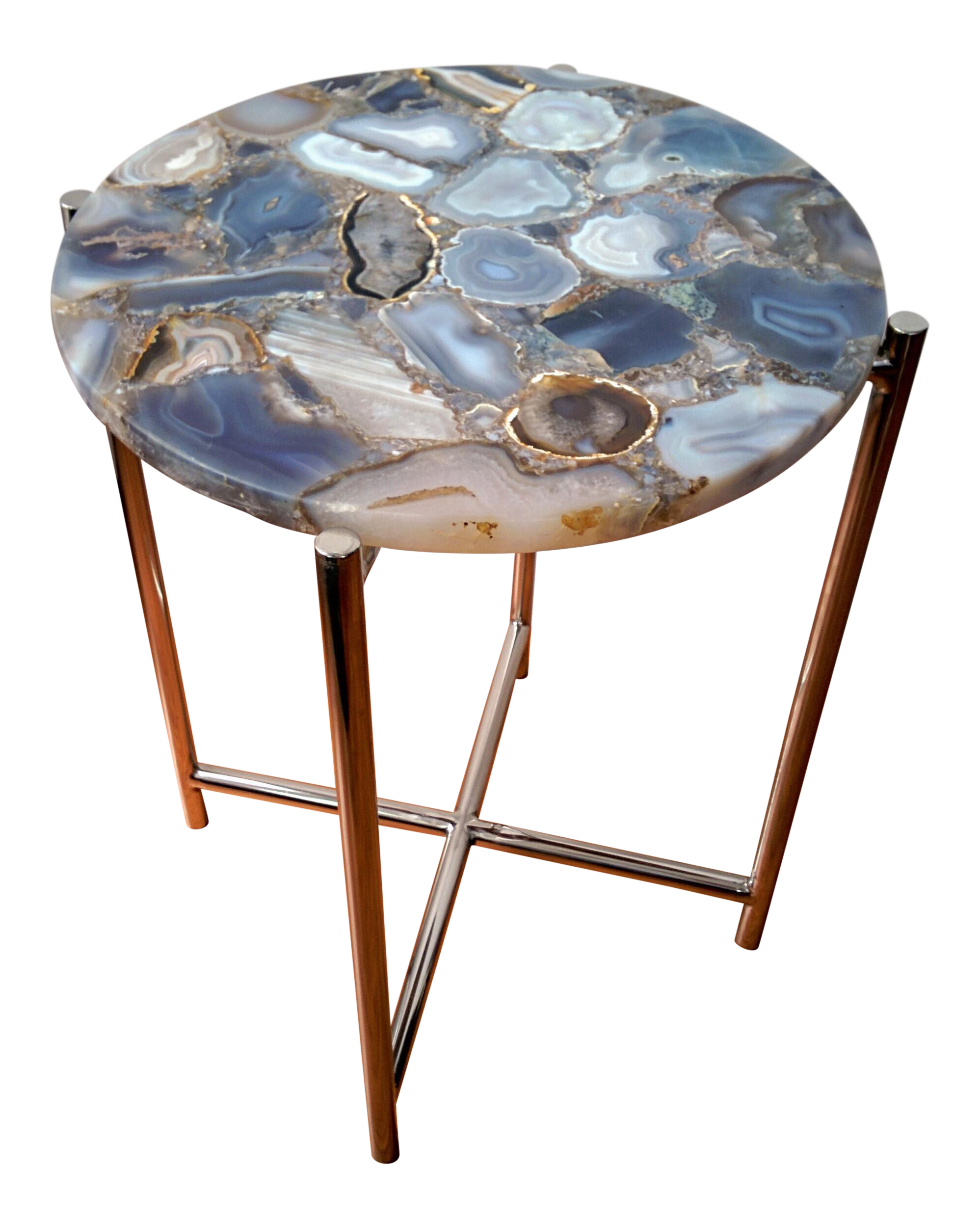 Agate & Chrome Side Table Chairish