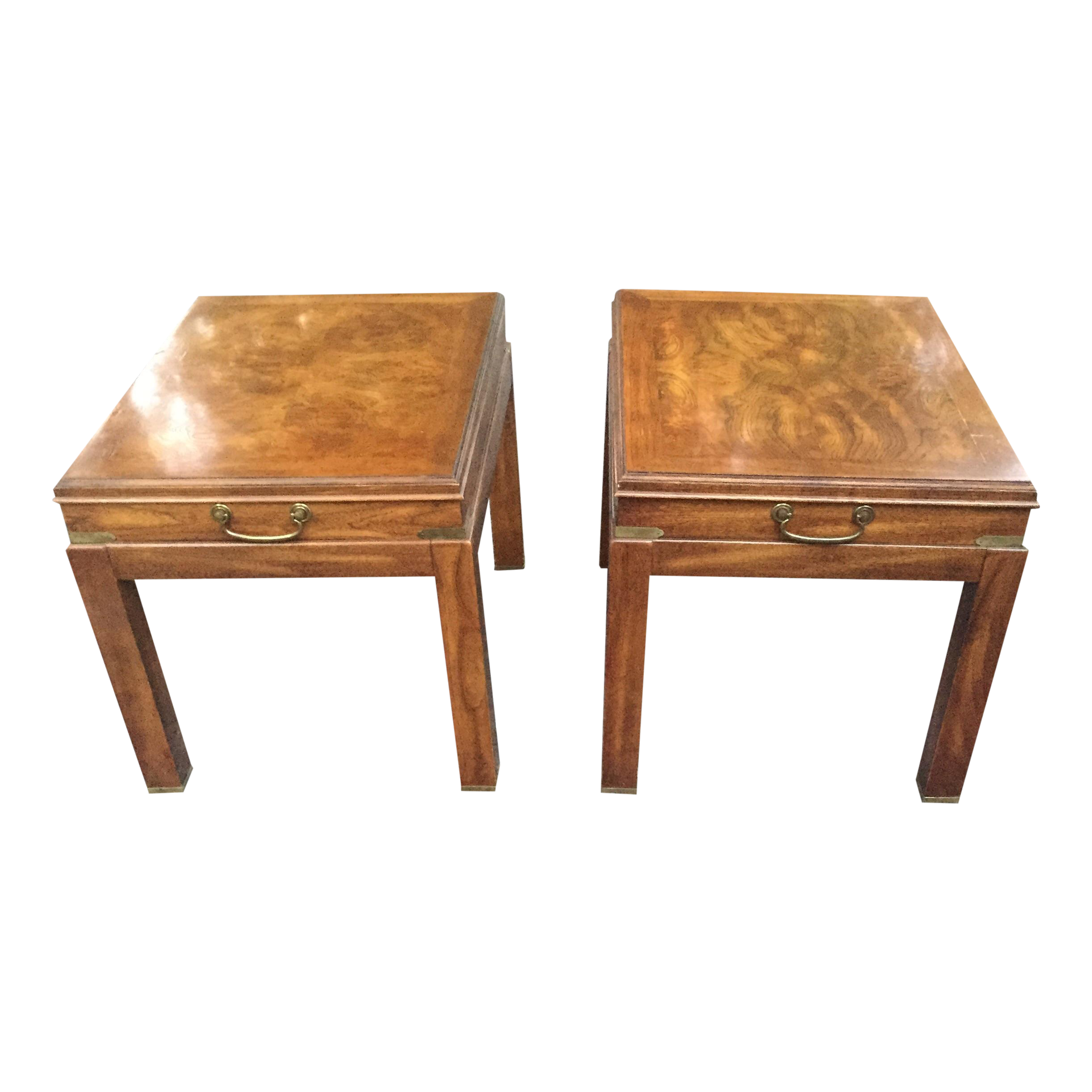 Lane Vintage Wood & Brass End Tables A Pair Chairish