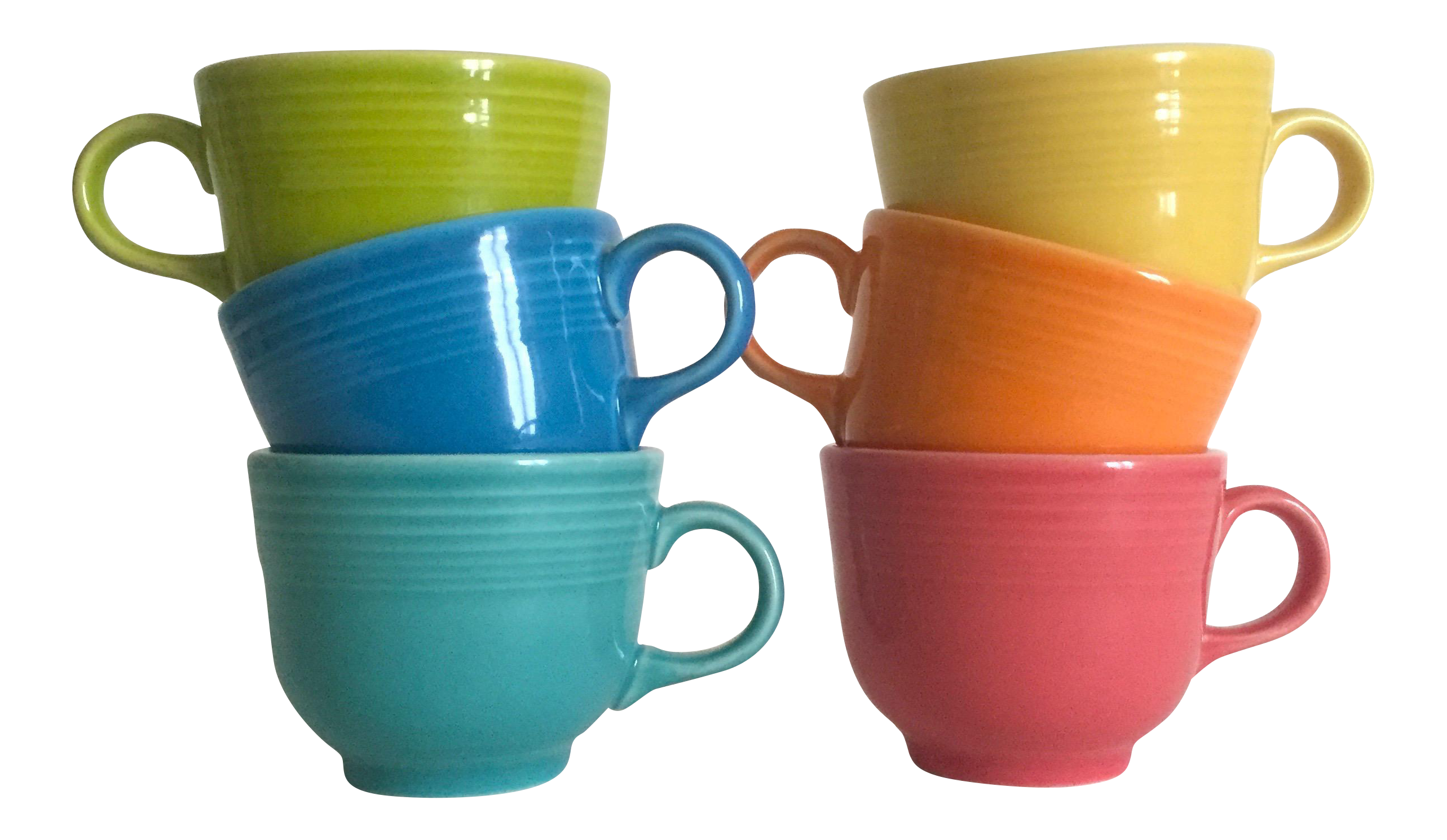 Vintage Fiesta Ware Homer Laughlin Multicolor Teacup Mugs Set of 6 Chairish
