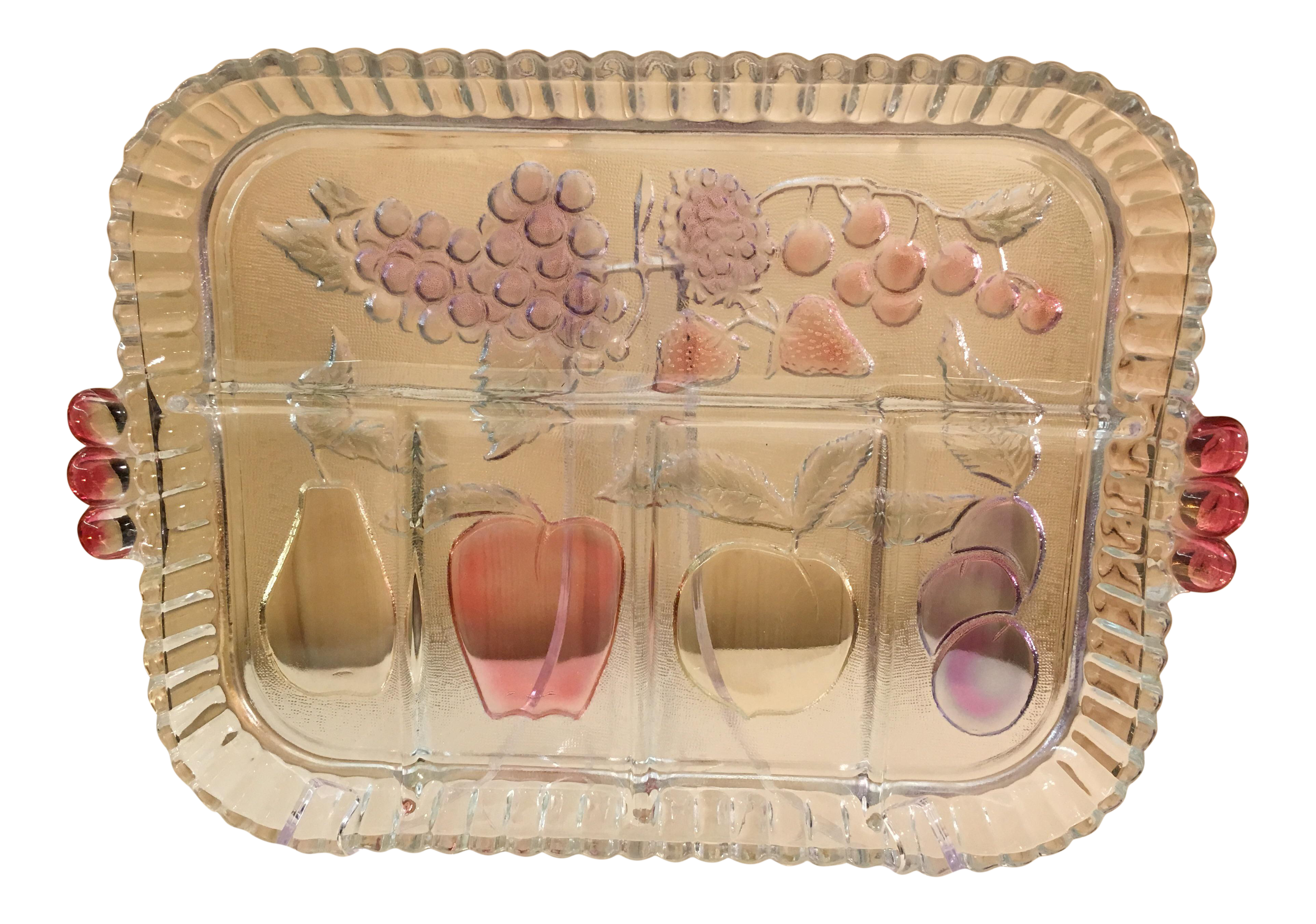 MidCentury Modern Clear Glass Fruit Tray Chairish