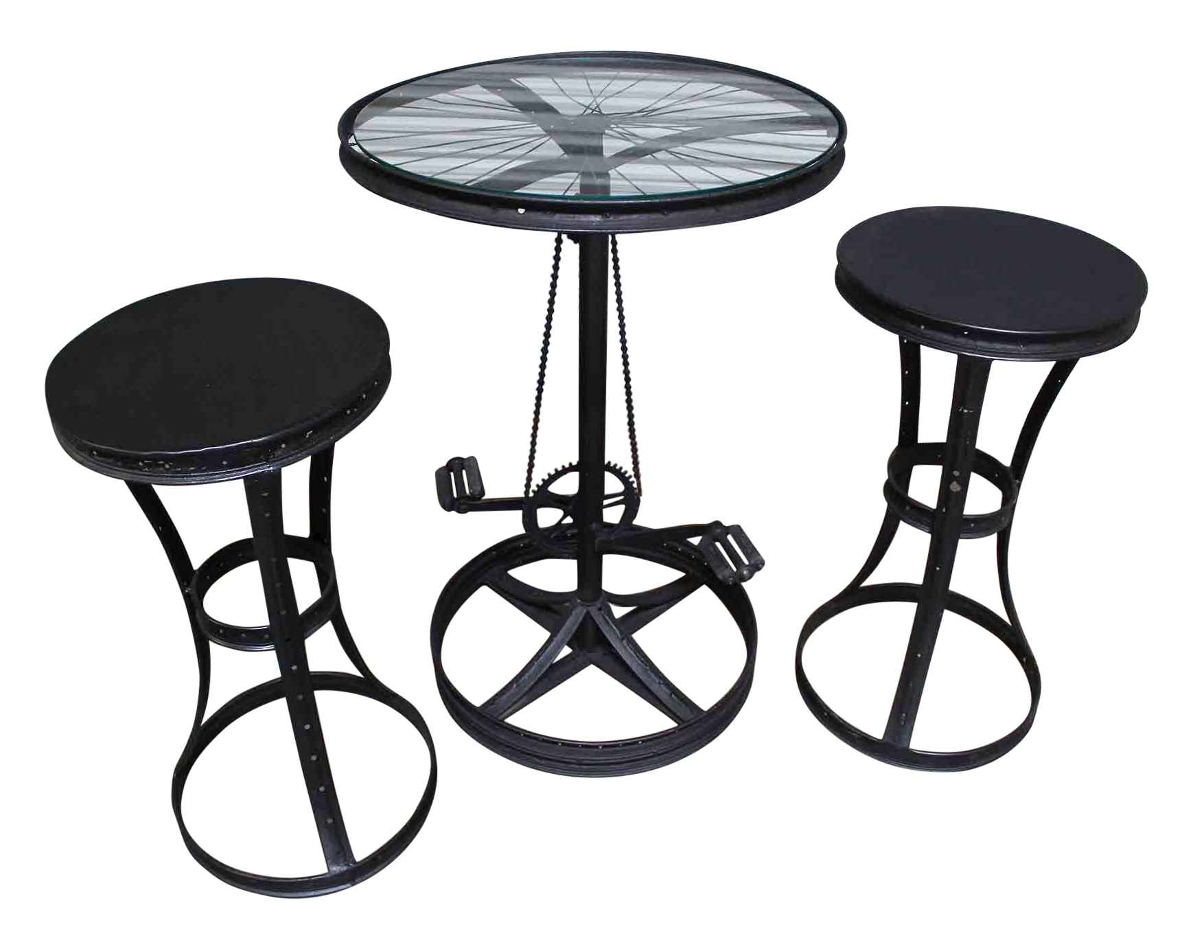 Glass Top Metal Bicycle Bar with Stools Set Set of 3 Chairish