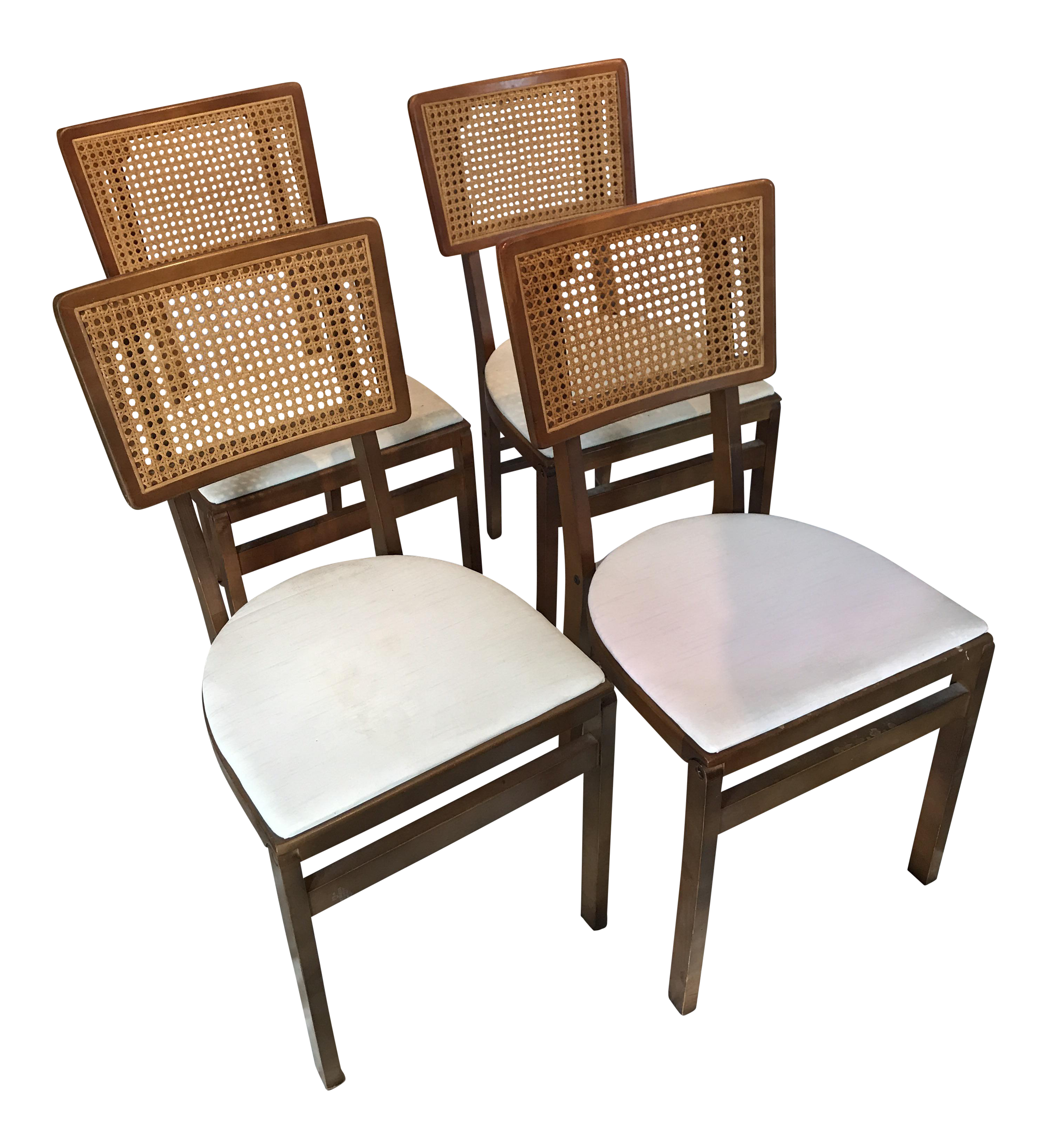 Vintage Stakmore Cane Folding Chairs Set of 4 Chairish