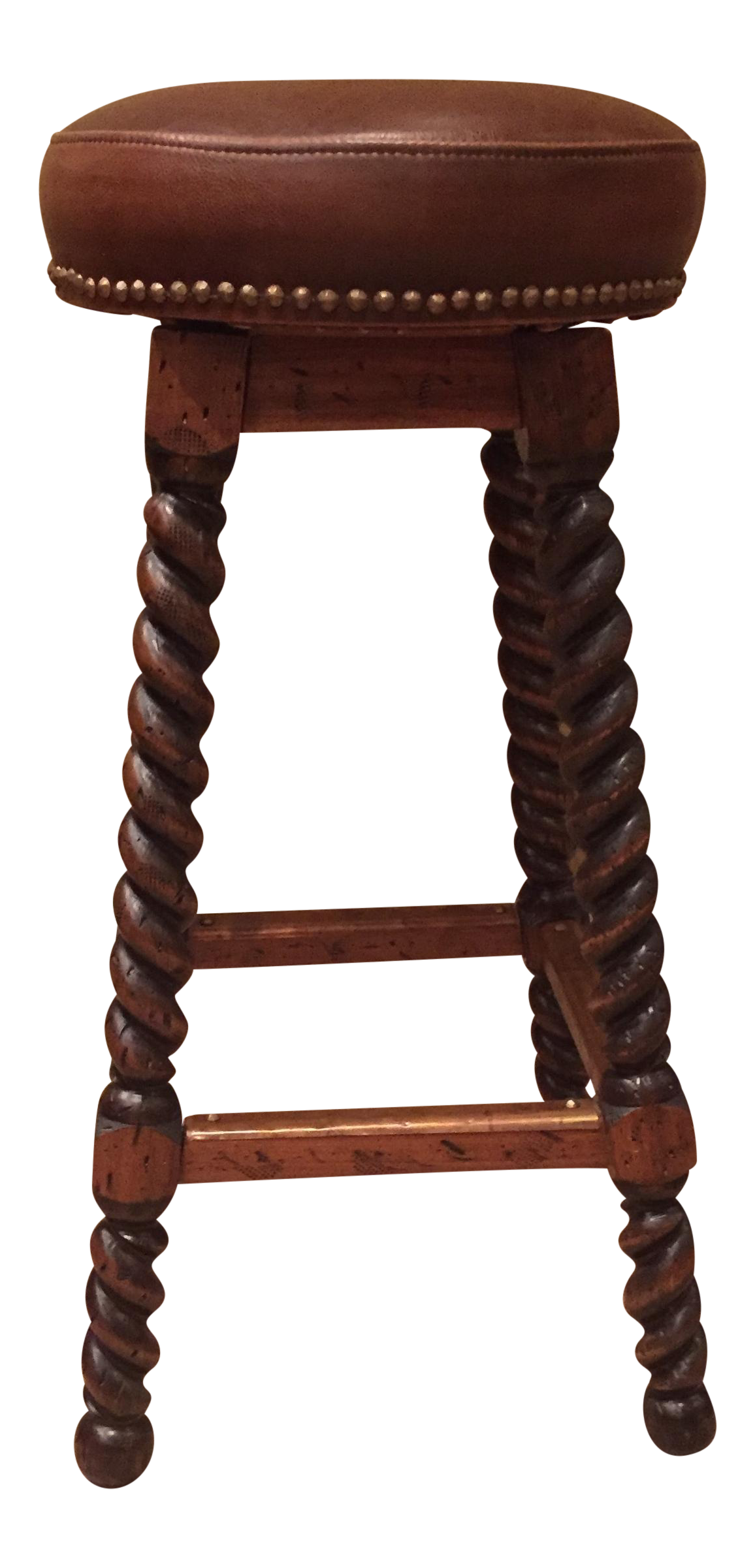Custom Walnut Barley Twist Bar Stool Chairish