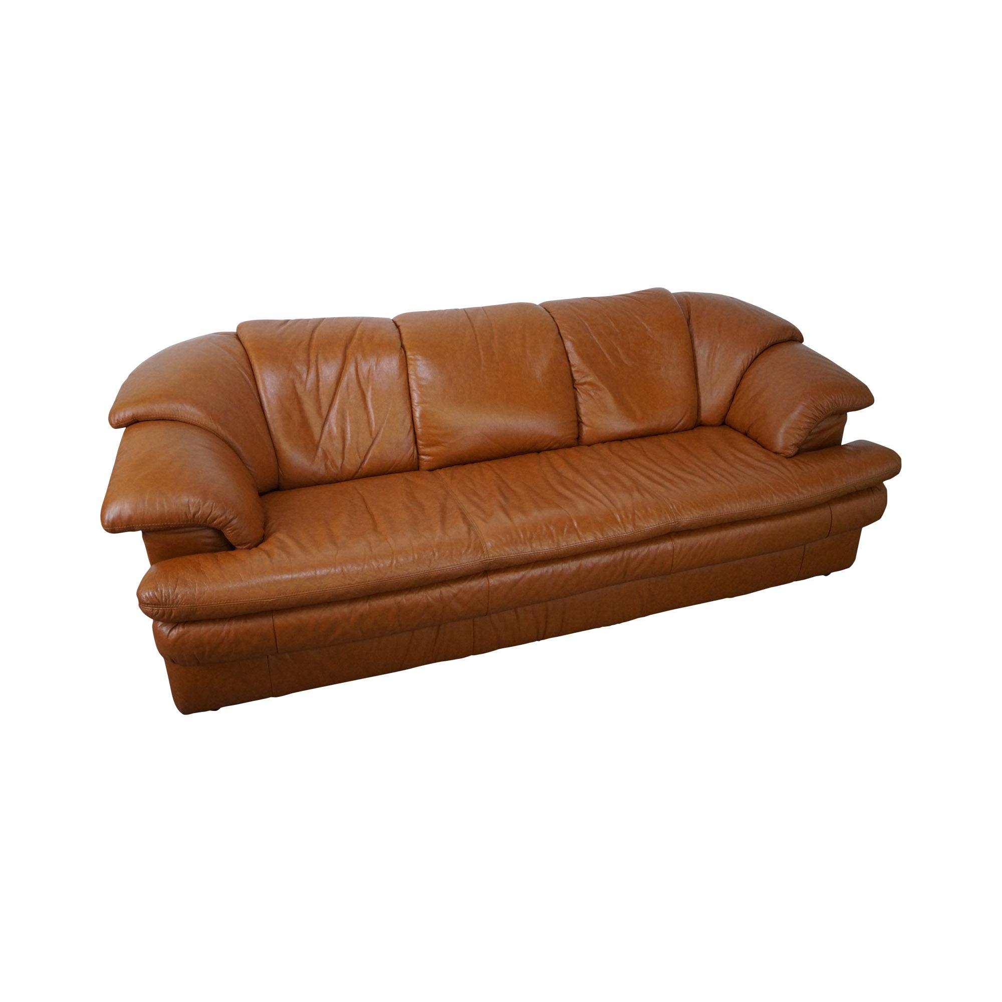 Natuzzi Vintage Caramel Color Leather Sofa Chairish