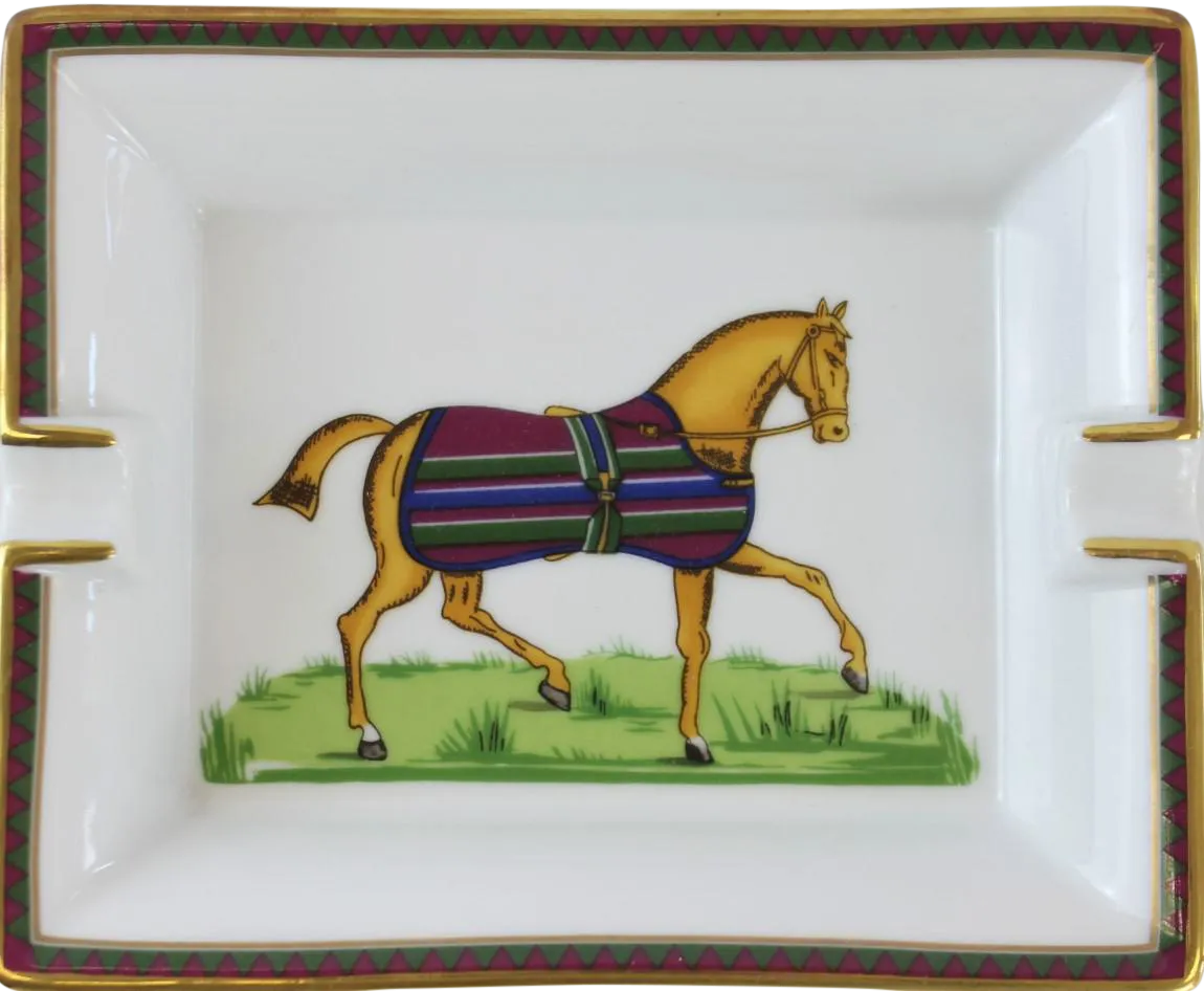 Hermes Equestrian Horse Stripe Blanket Ashtray Chairish