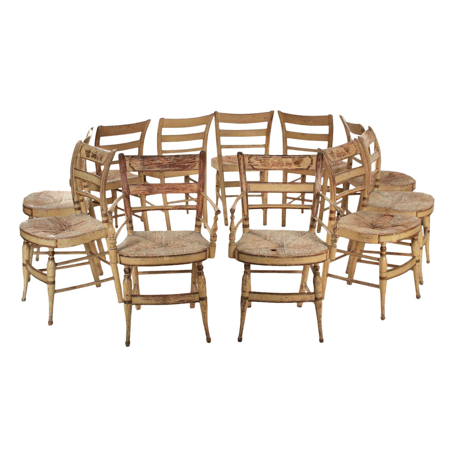 American Sheraton "Fancy" Painted Dining Chairs, New York c. 181530