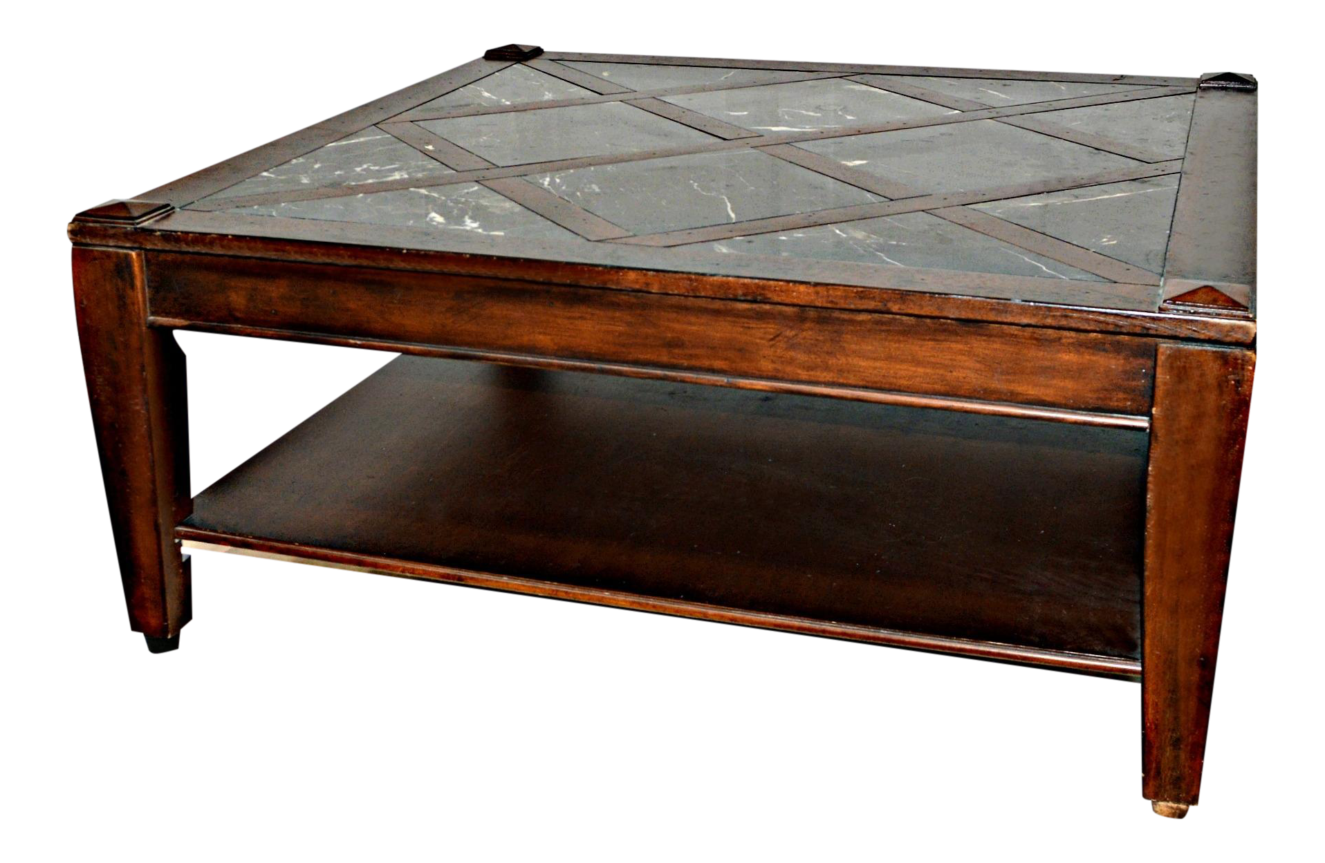 Vintage Solid Wood Coffee Table W/Marble Top Chairish