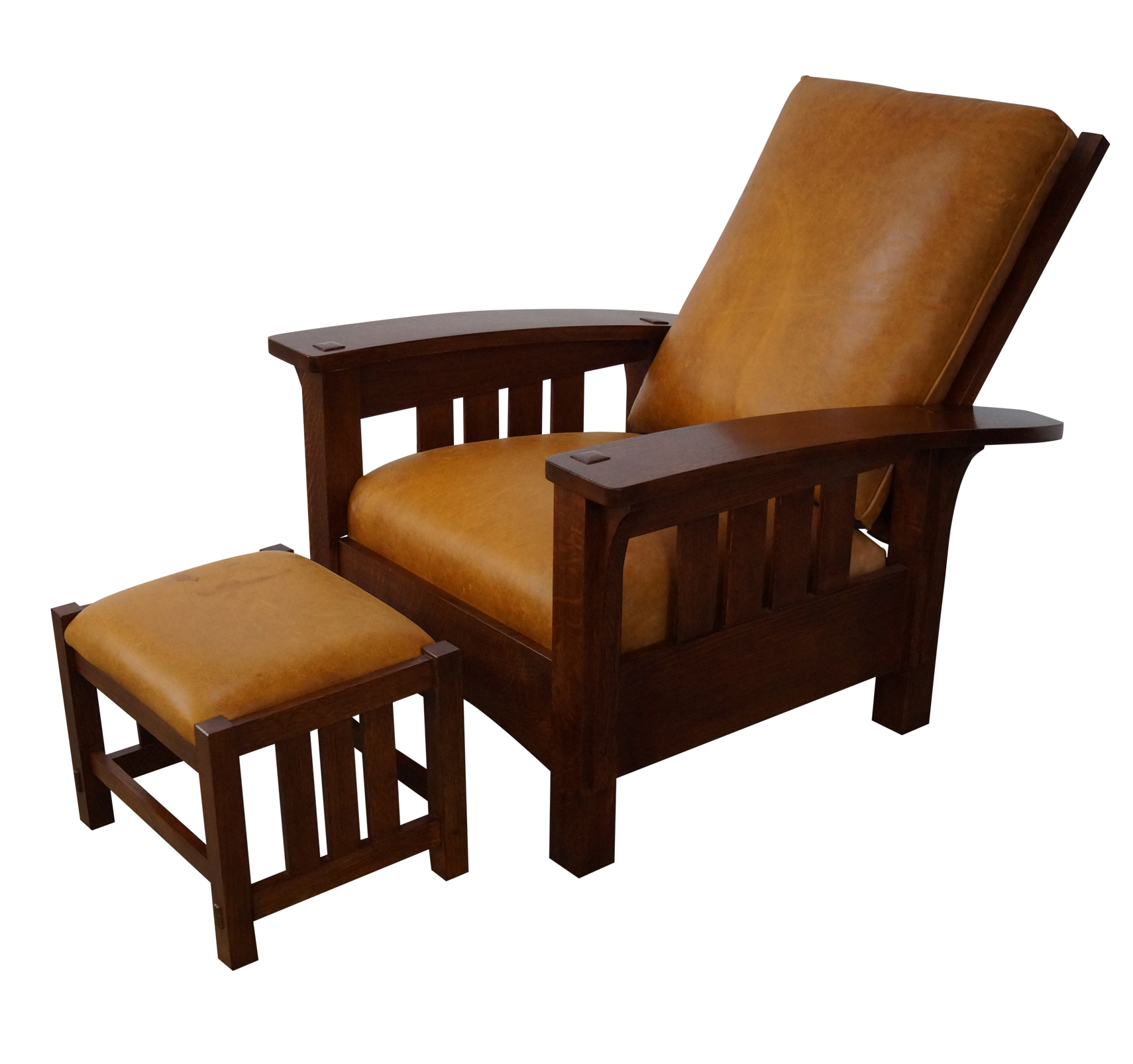Stickley Mission Oak Leather Morris Chair/Ottoman Chairish
