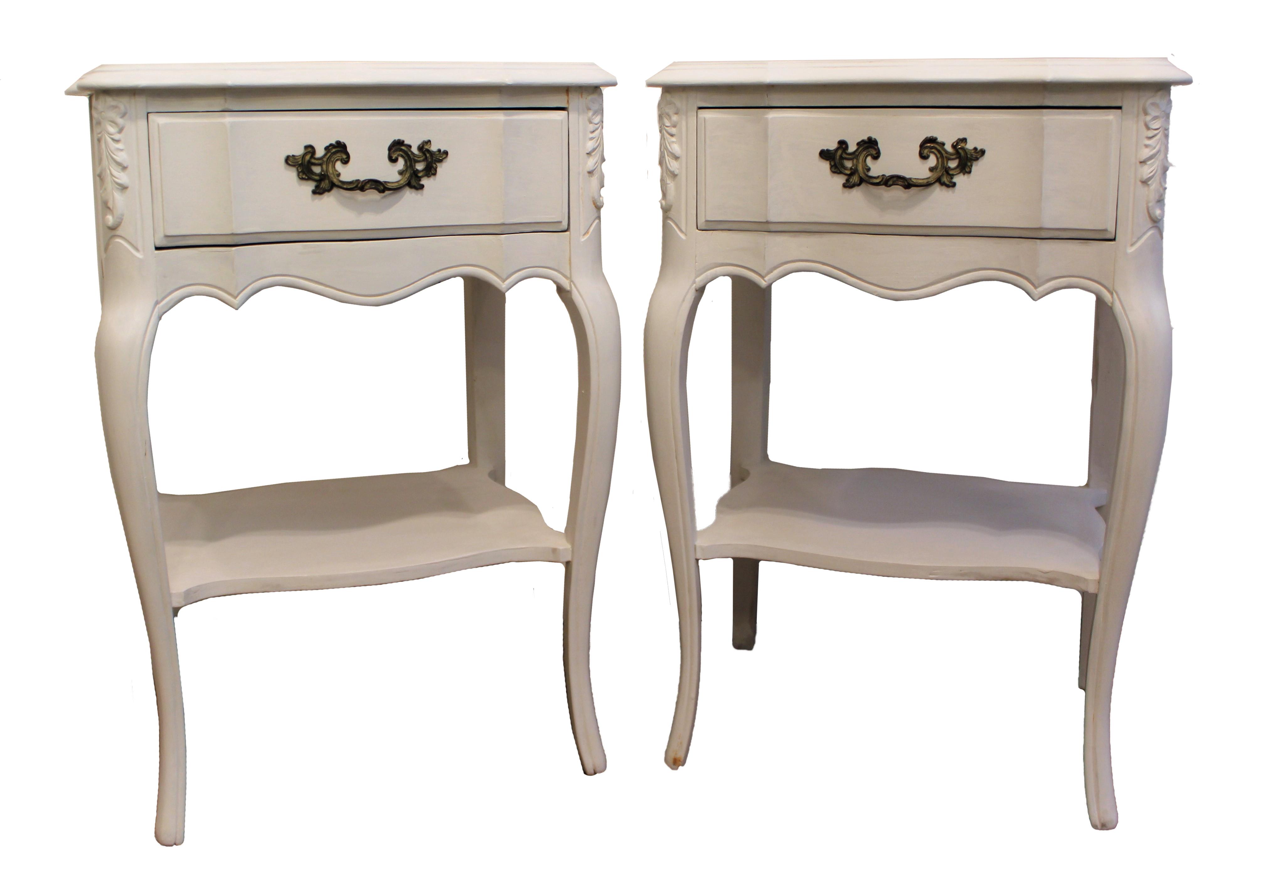 French Country White Chalk Painted Nightstands a Pair Chairish
