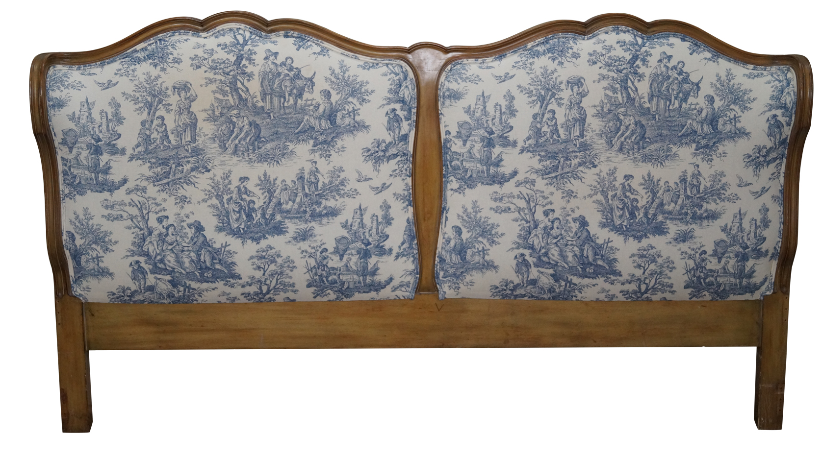 Vintage French Louis XV Style King Size Headboard W/ Toile Upholstery Chairish