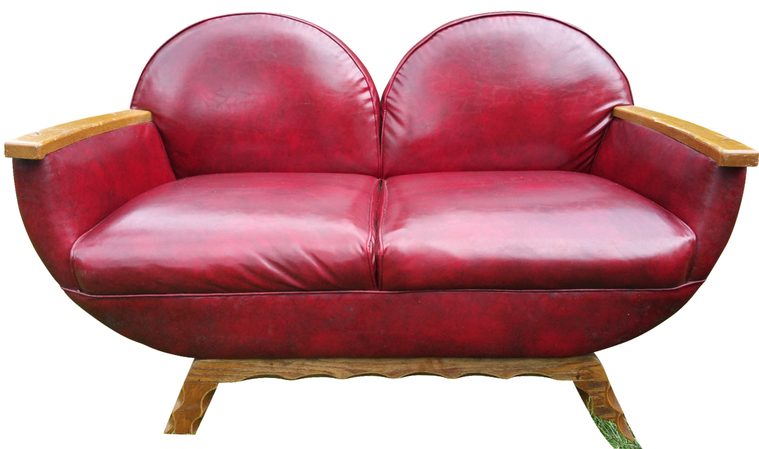 Red Naugahyde Whiskey Barrel Loveseat Chairish