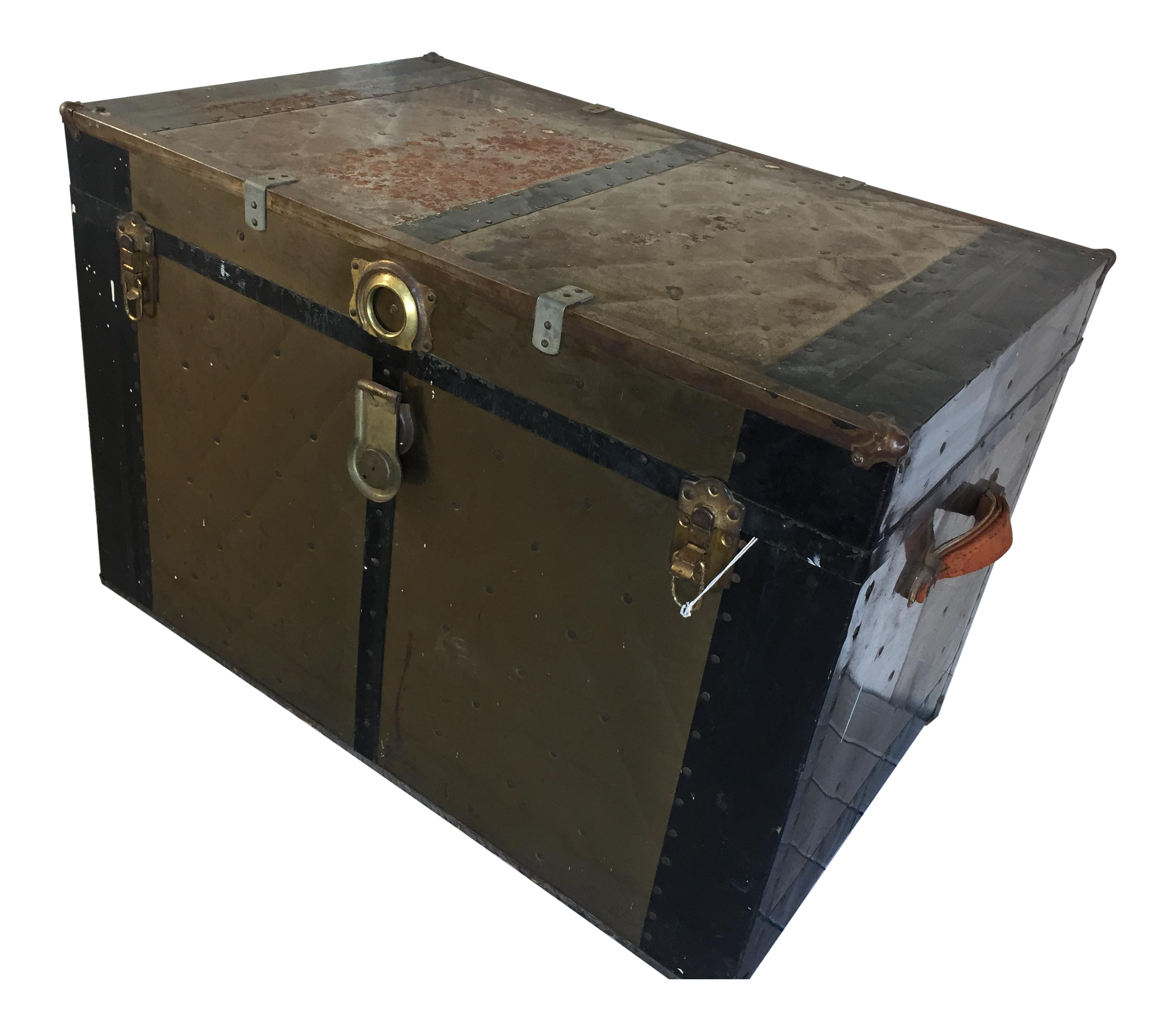 Antique Steamer Trunk With Leather Handles Chairish