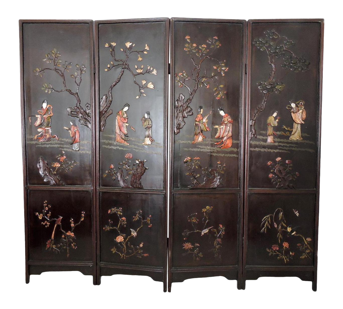 Antique Chinese Screen of the Four Seasons Chairish