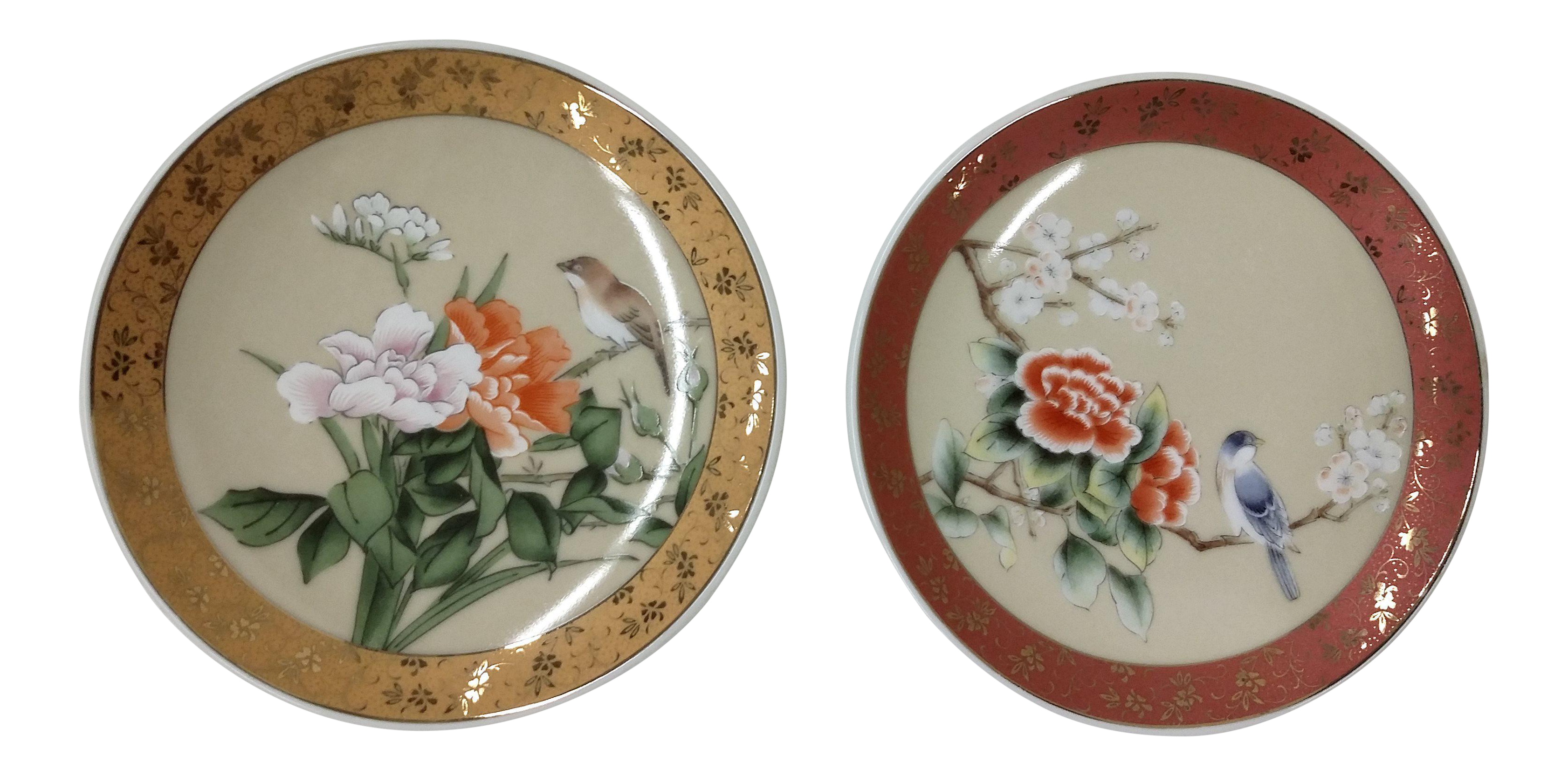 Porcelain AsianStyle Bird Plates A Pair Chairish