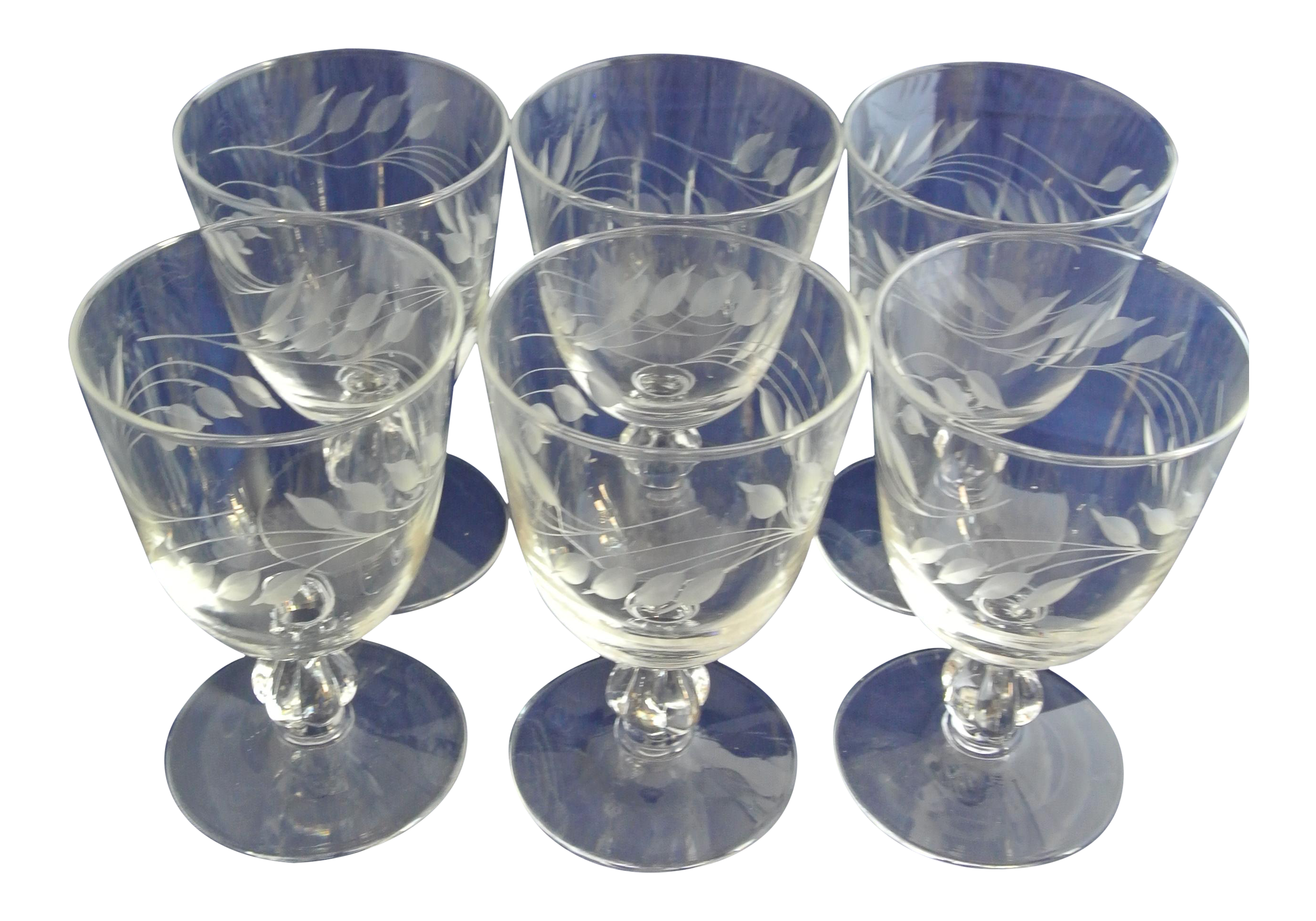 Antique Etched Crystal Wine Glasses Set of 6 Chairish