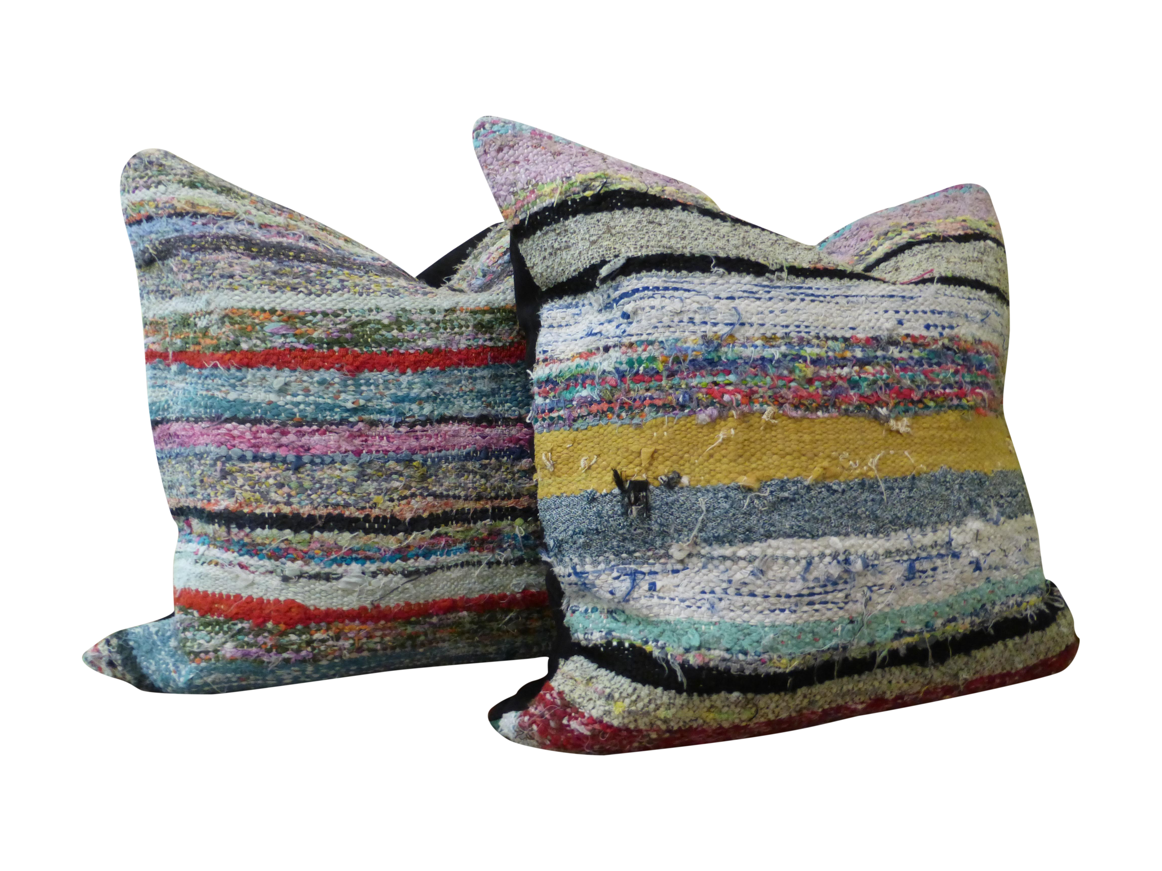 Vintage Kilim Rag Rug Pillows A Pair Chairish