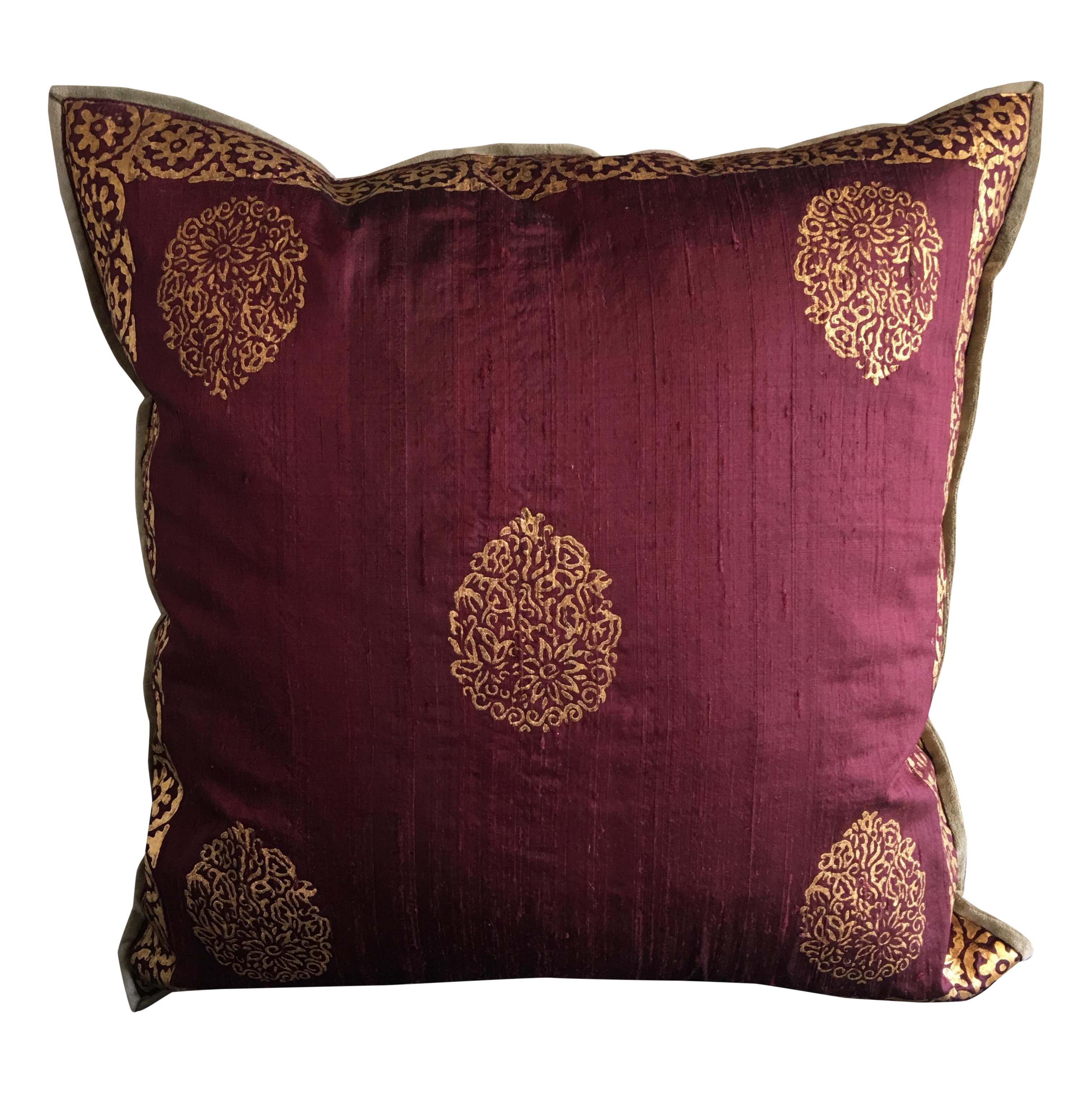 Luxury Silk Blockprinted Decorative Pillow Chairish