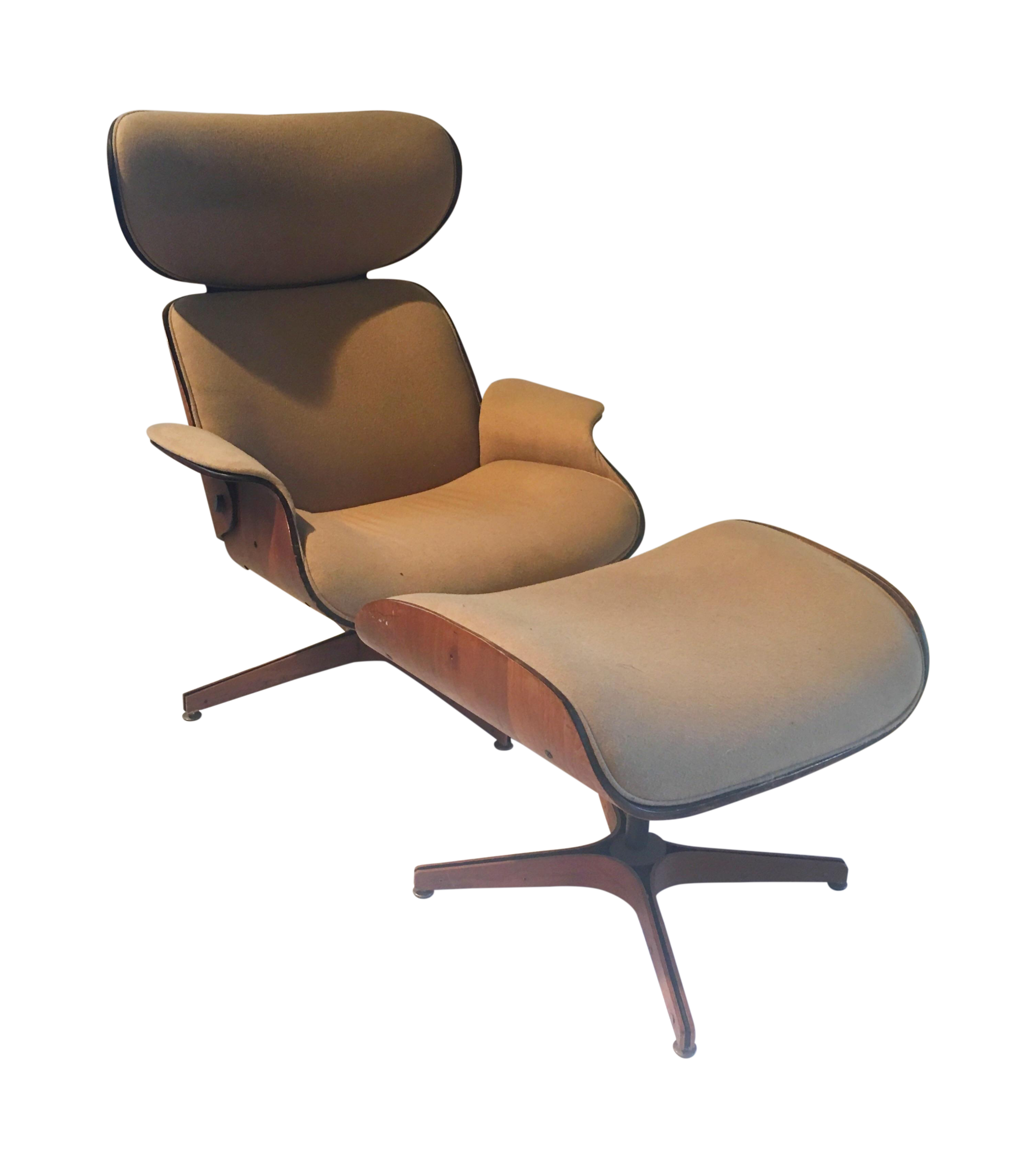 Кресло eames style lounge chair ottoman - 80 фото